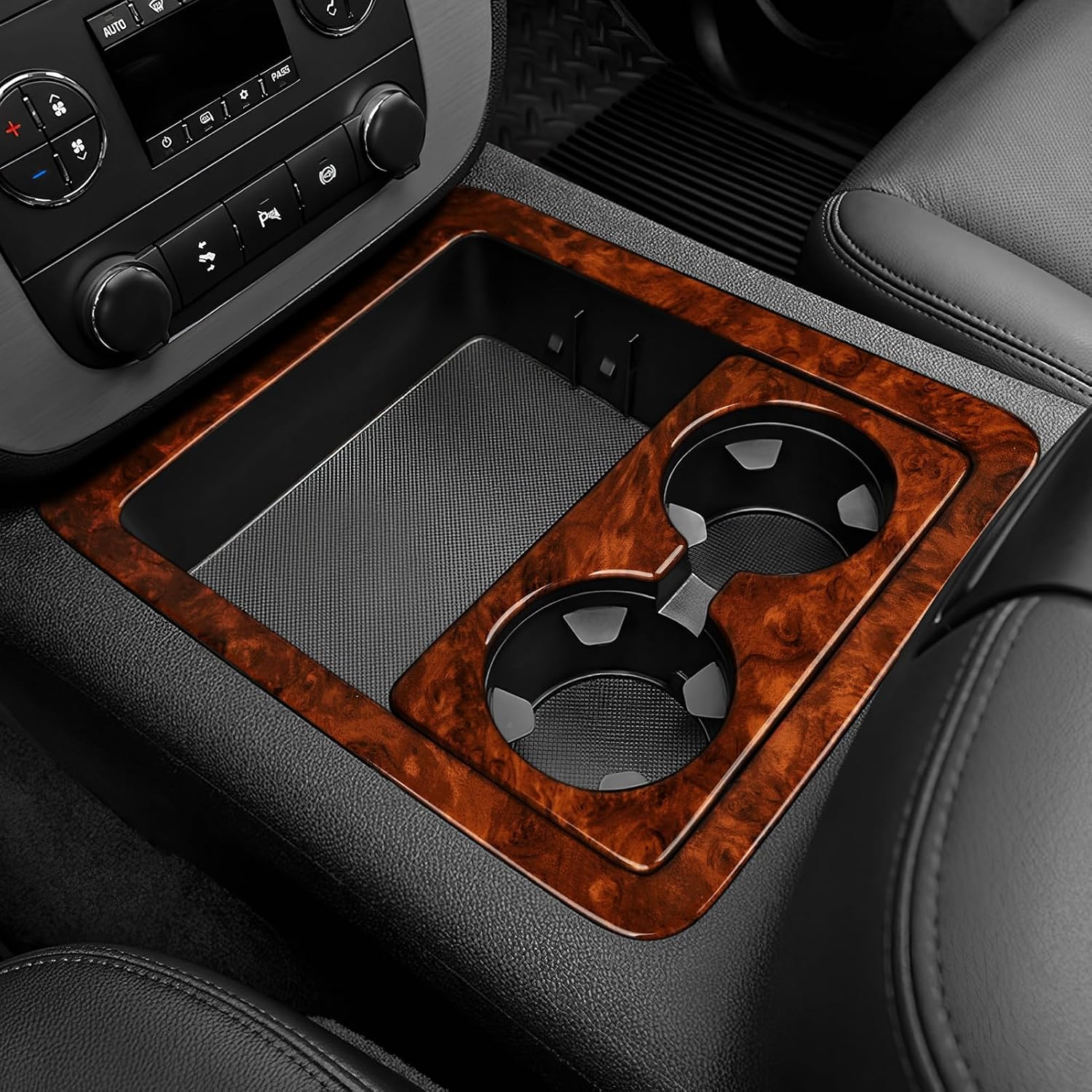 CUBRIDOR DE PORTAVASOS DE MADERA PARA CHEVROLET SILVERADO SUBURBAN TAHOE AVALANCHE GMC SIERRA YUKON ESTILO A - 5