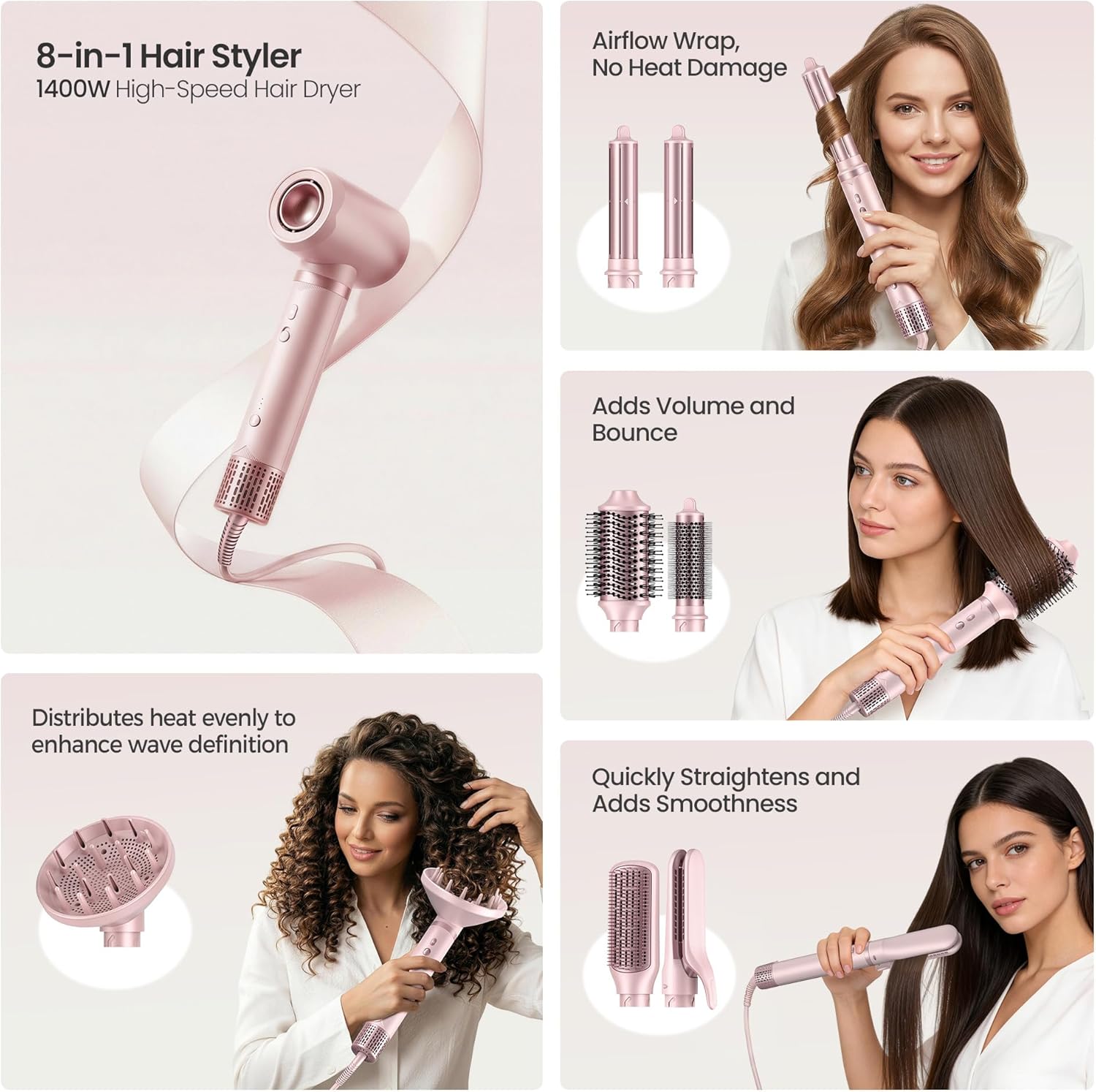SECADORA DE CABELLO 8 EN 1 SWEETCRADLE CON RIZADOR AUTOMÁTICO Y ALISADOR - 2