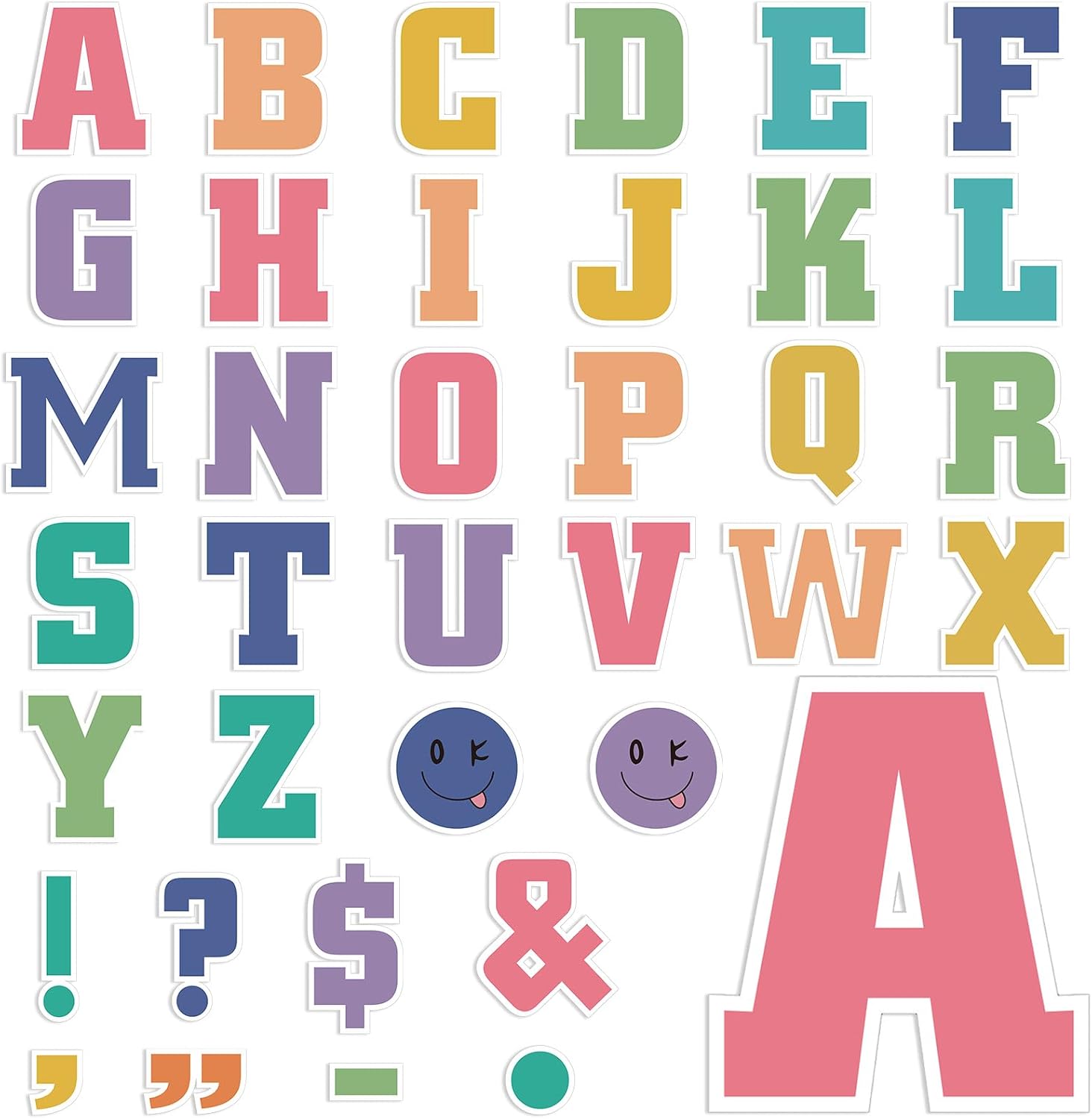 SET DE 136 LETRAS DE CARTULINA PASTEL DE 12 PULGADAS PARA PIZARRAS ESCOLARES - 1