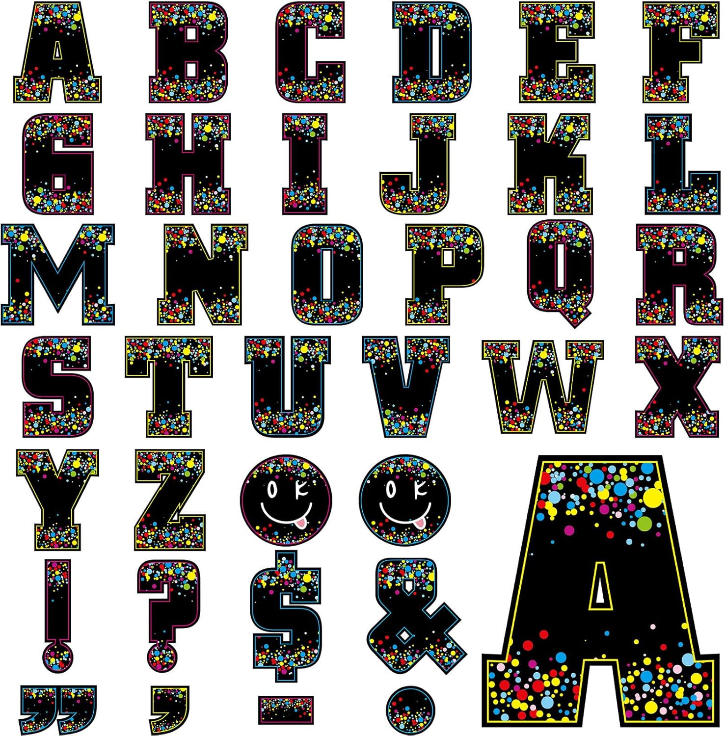 LETRAS PARA PIZARRA DE CORCHO 136 PIEZAS 30 CM MULTICOLOR PASTEL - 1
