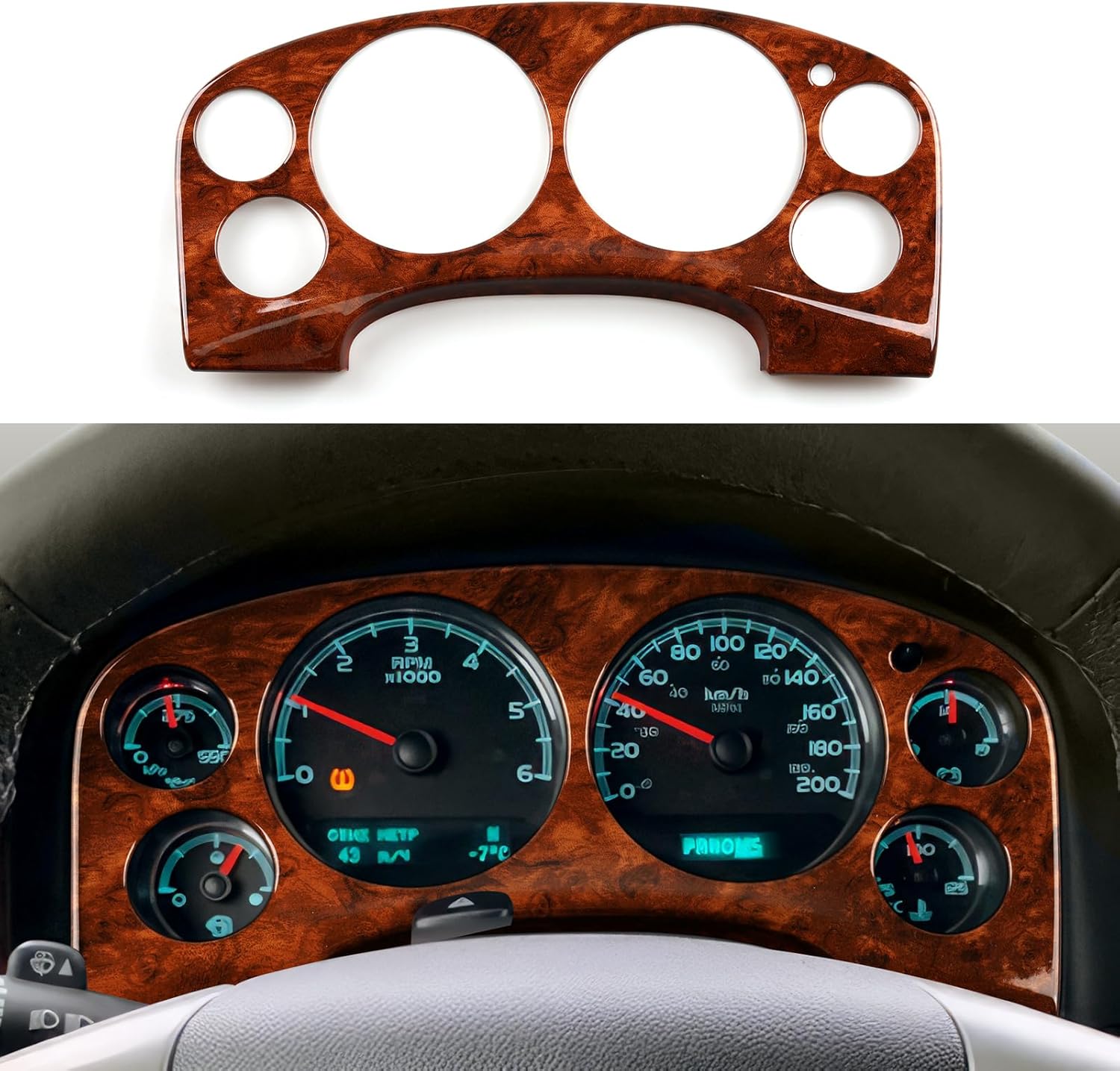 PROTECTOR DE TABLERO WOOD GRAIN PARA CHEVROLET SILVERADO TAHOE SUBURBAN AVALANCHE GMC SIERRA YUKON - 1