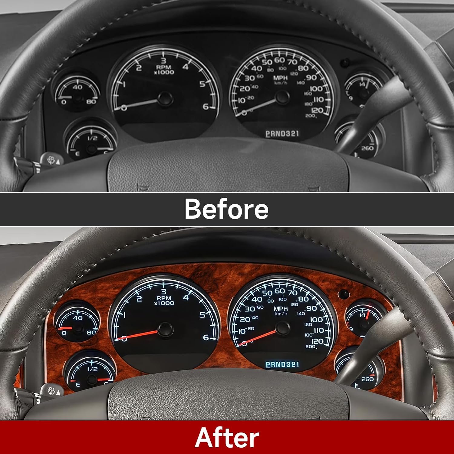 PROTECTOR DE TABLERO WOOD GRAIN PARA CHEVROLET SILVERADO TAHOE SUBURBAN AVALANCHE GMC SIERRA YUKON - 5