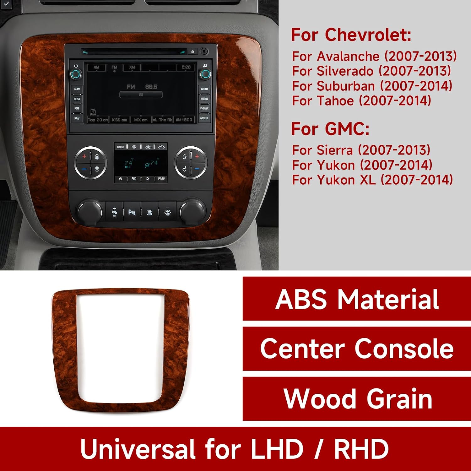 ADHESIVO DECORATIVO PANEL CD MADERA PARA CHEVROLET TAHOE SILVERADO SUBURBAN AVALANCHE GMC SIERRA YUKON - 2