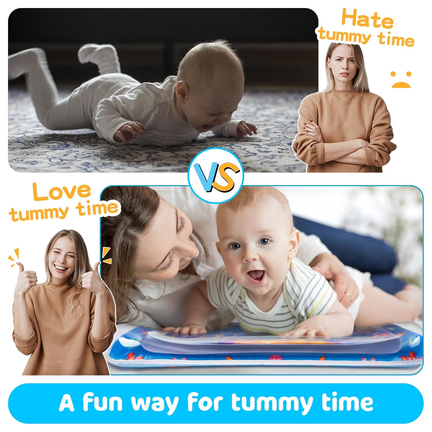 TAPETE DE AGUA INFLABLE YEEEASY PARA TUMMY TIME, 66 X 51 CM, MULTICOLOR - 2