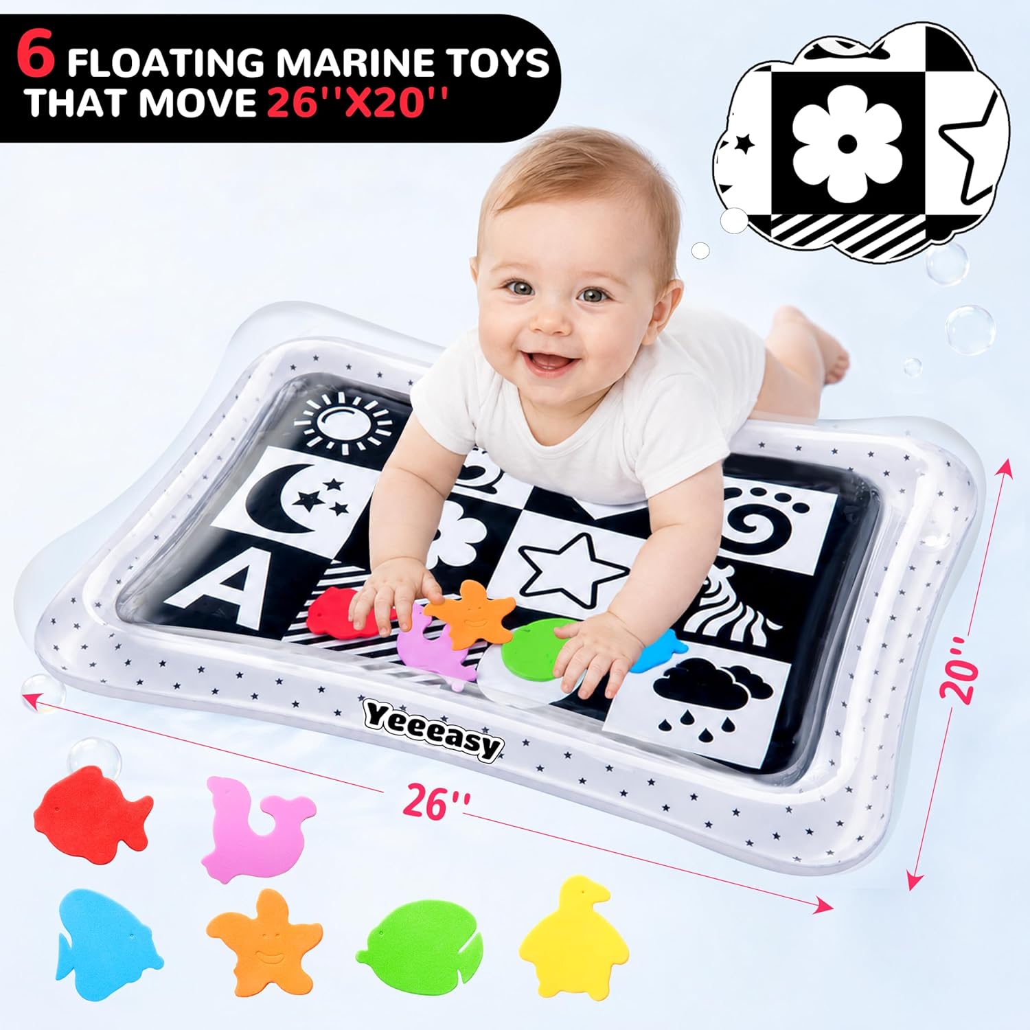 TAPETE DE AGUA PARA TUMMY TIME YEEEASY BLANCO Y NEGRO - 2