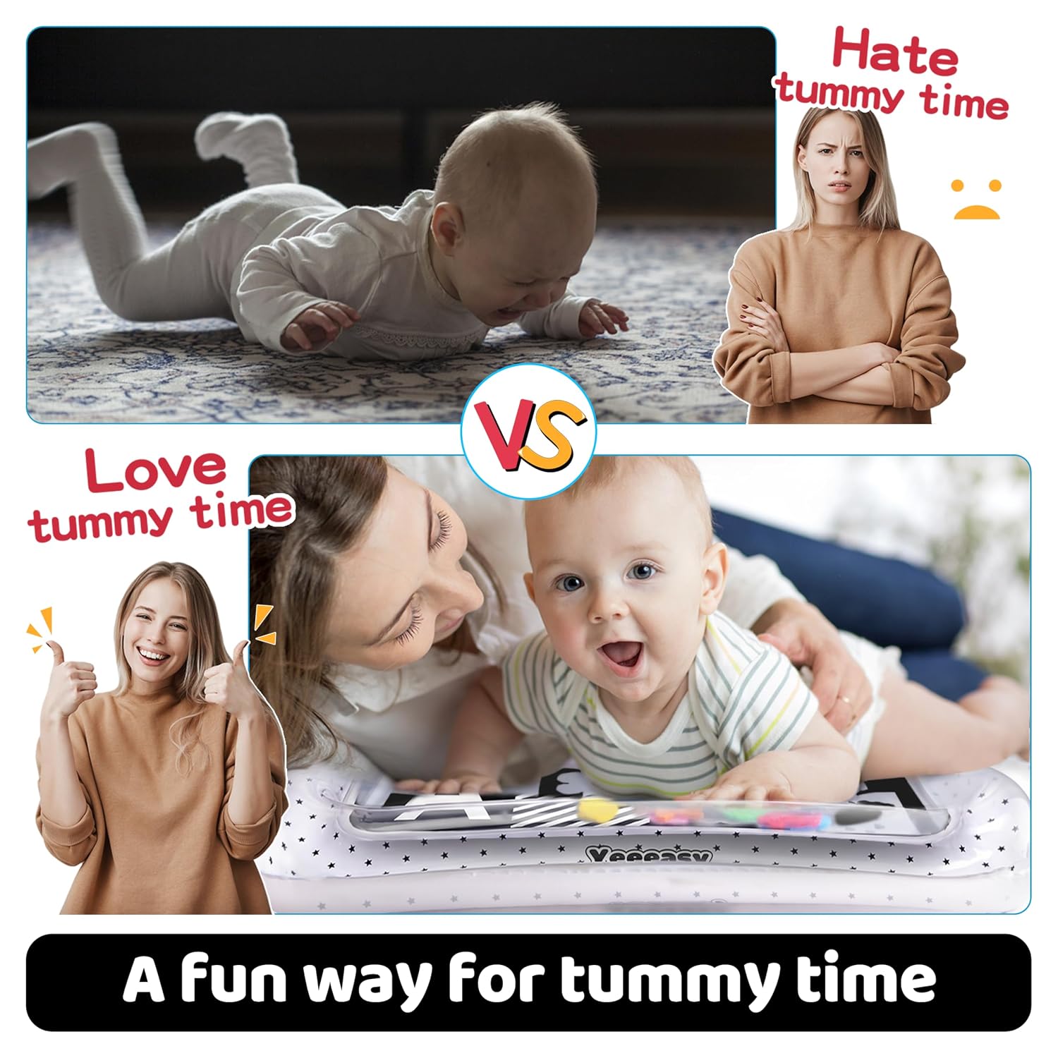 TAPETE DE AGUA PARA TUMMY TIME YEEEASY BLANCO Y NEGRO - 4