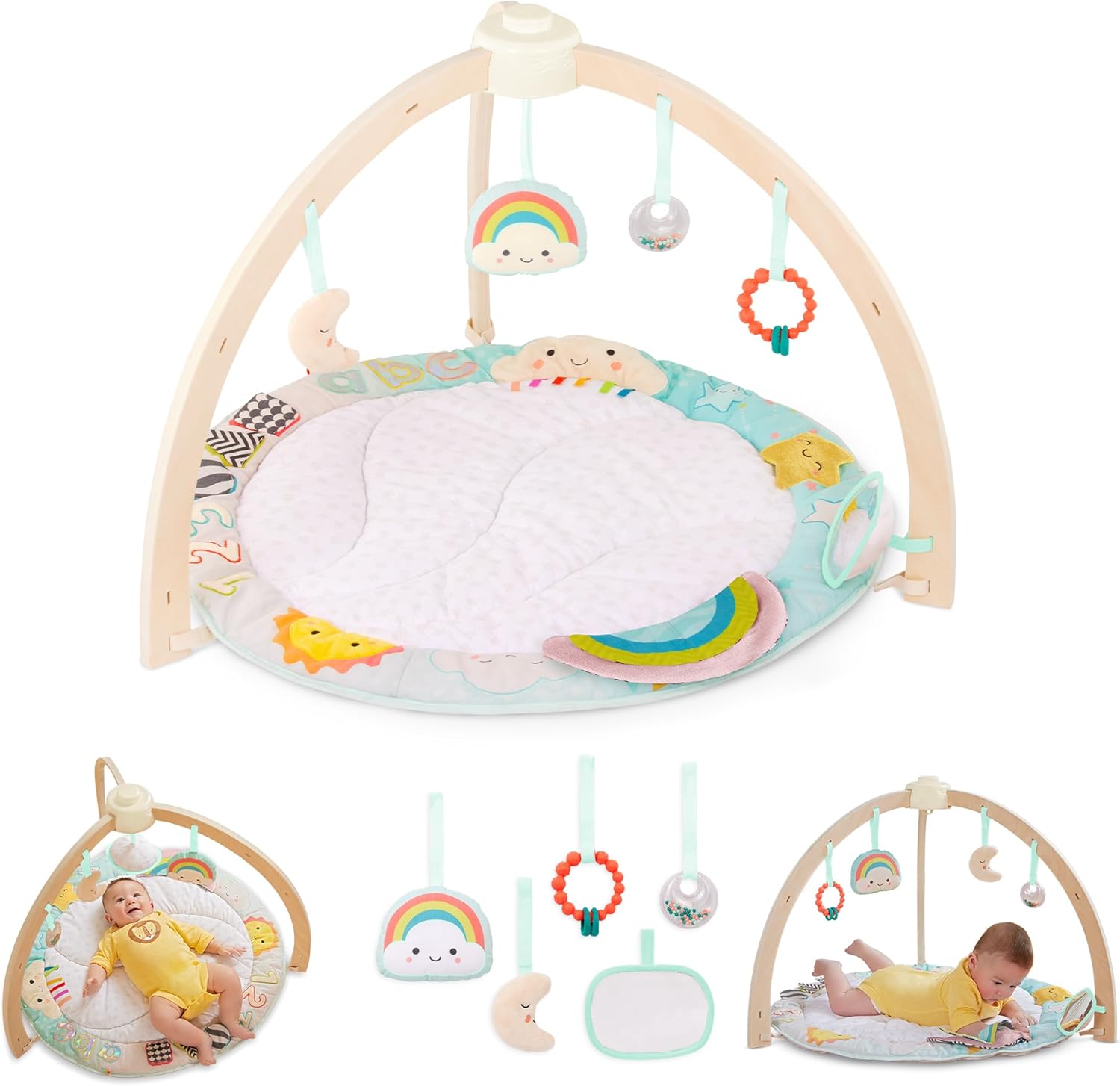 TAPETE DE JUEGO WOODEN BABY GYM B. TOYS SUNRISE TO SUNSET CON ARCO DE MADERA - 1
