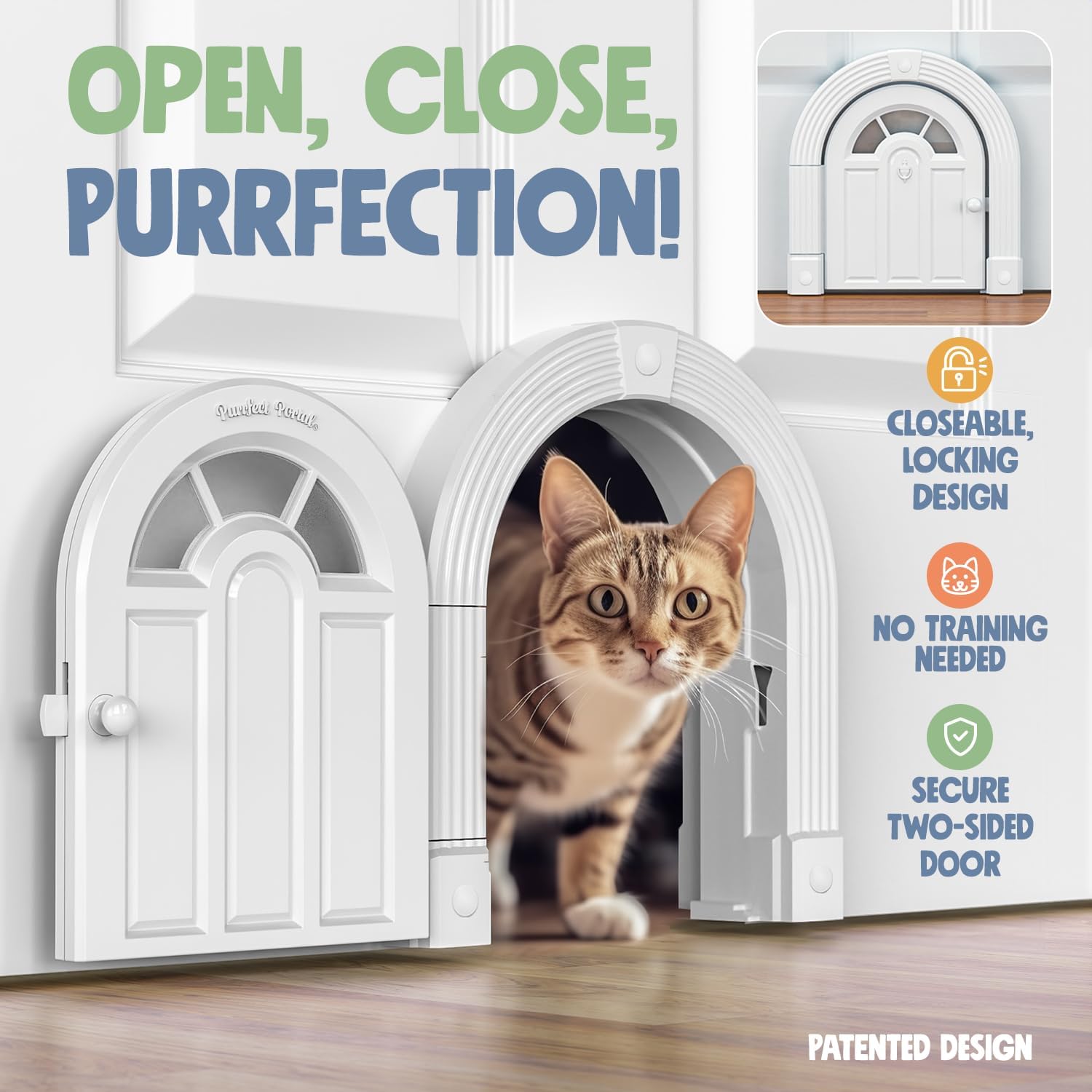 PUERTA PARA GATOS PURRFECT PORTAL MEOW MANOR EXTRA LARGE SIN SOLAPA PARA PUERTAS INTERIORES BLANCA - 2