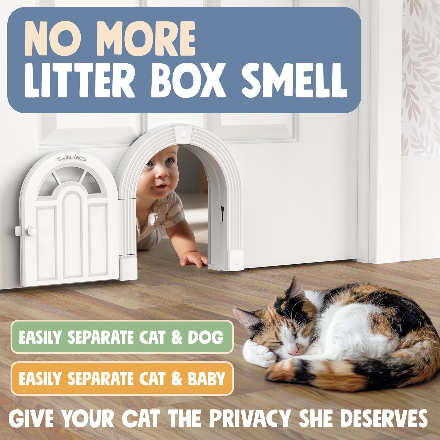 PUERTA PARA GATOS PURRFECT PORTAL MEOW MANOR EXTRA LARGE SIN SOLAPA PARA PUERTAS INTERIORES BLANCA - 3