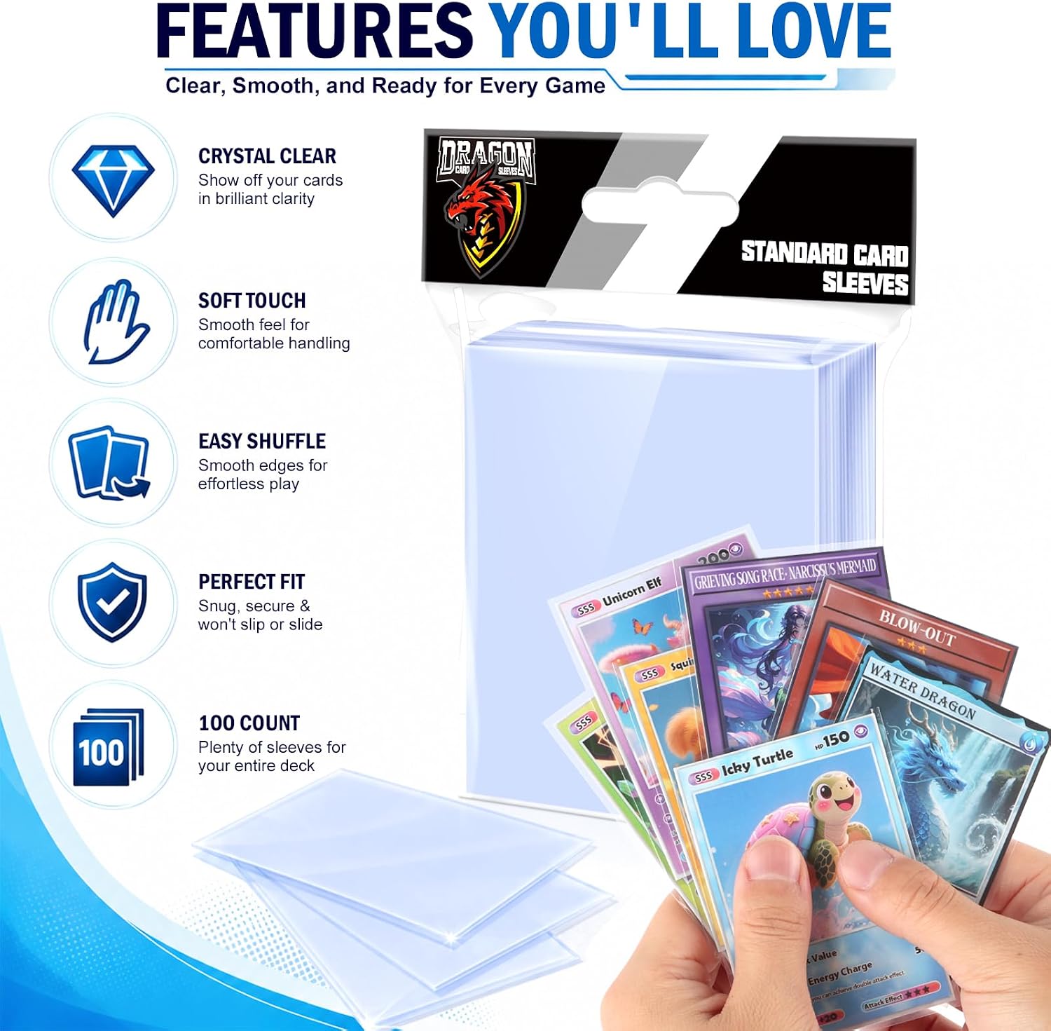 FUNDAS PARA CARTAS KITOYZ 1200 UNIDADES TRANSPARENTES ESTÁNDAR - 2