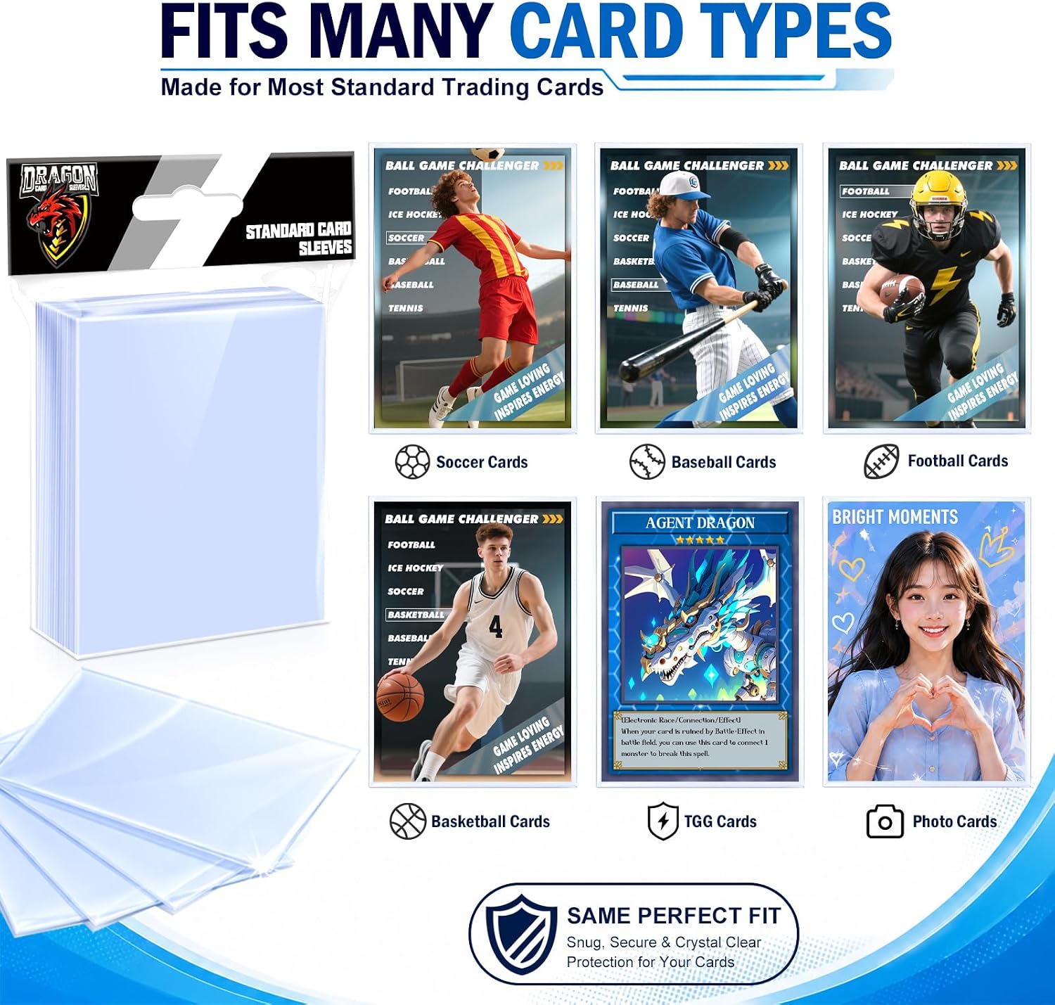 FUNDAS PARA CARTAS KITOYZ 1200 UNIDADES TRANSPARENTES ESTÁNDAR - 3