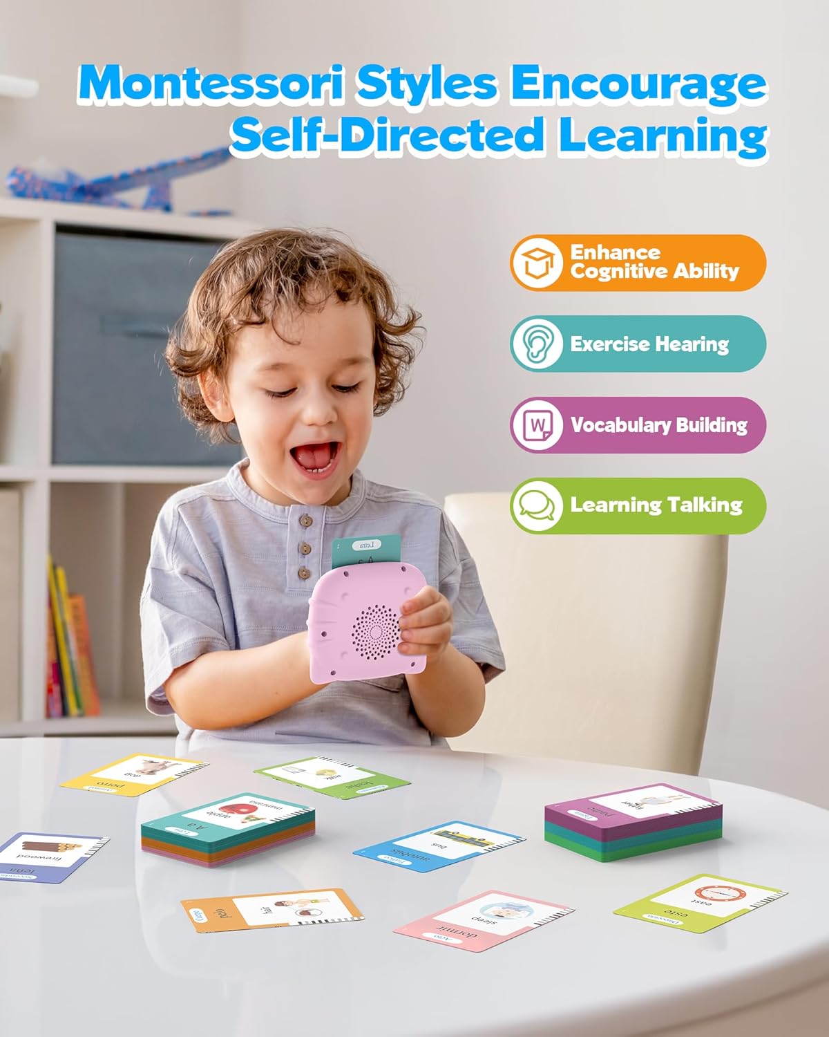 TARJETAS DIDÁCTICAS PARLANTES AIRBITION BILINGÜES ESPAÑOL-INGLÉS 510 PALABRAS ROSA - 3