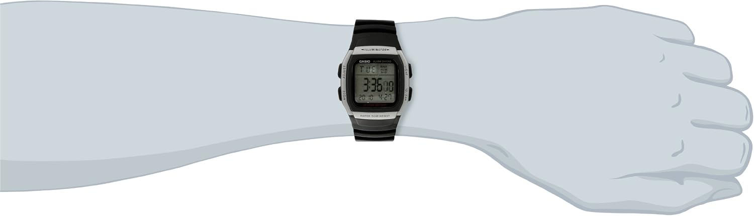 RELOJ CASIO W96H-1AV ACERO INOXIDABLE CORREA NEGRA - 2