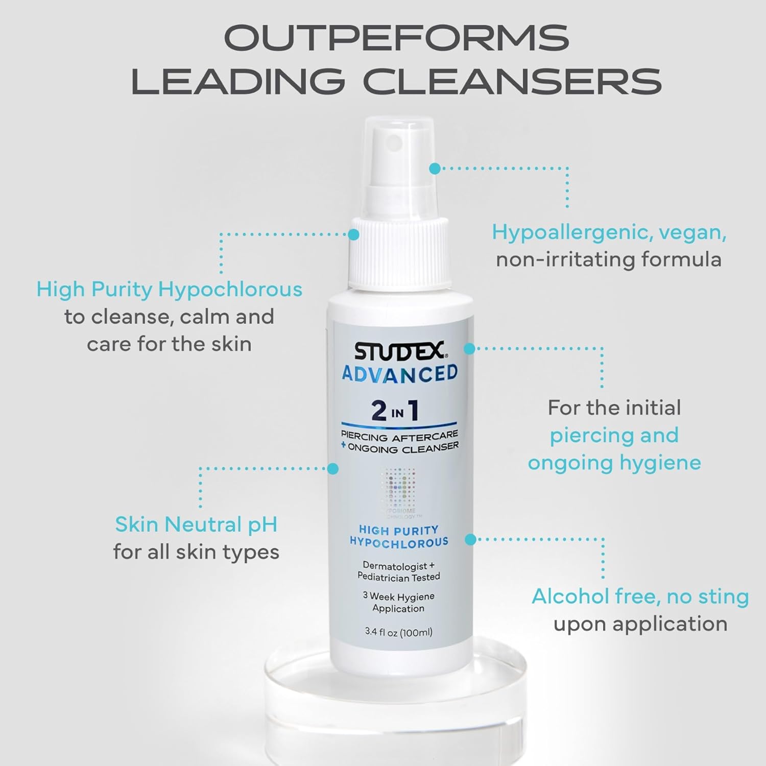 SPRAY STUDEX ADVANCED 2-IN-1 LIMPIADOR Y AFTERCARE PARA PIERCING PACK DE 2 - 3