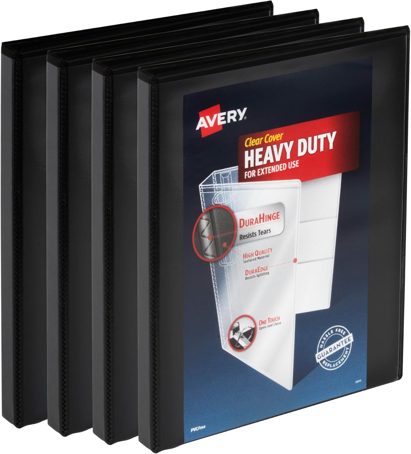 CARPETA DE 3 ANILLAS AVERY HEAVY DUTY 0.5 PULGADAS NEGRO, PAQUETE DE 4 - 1