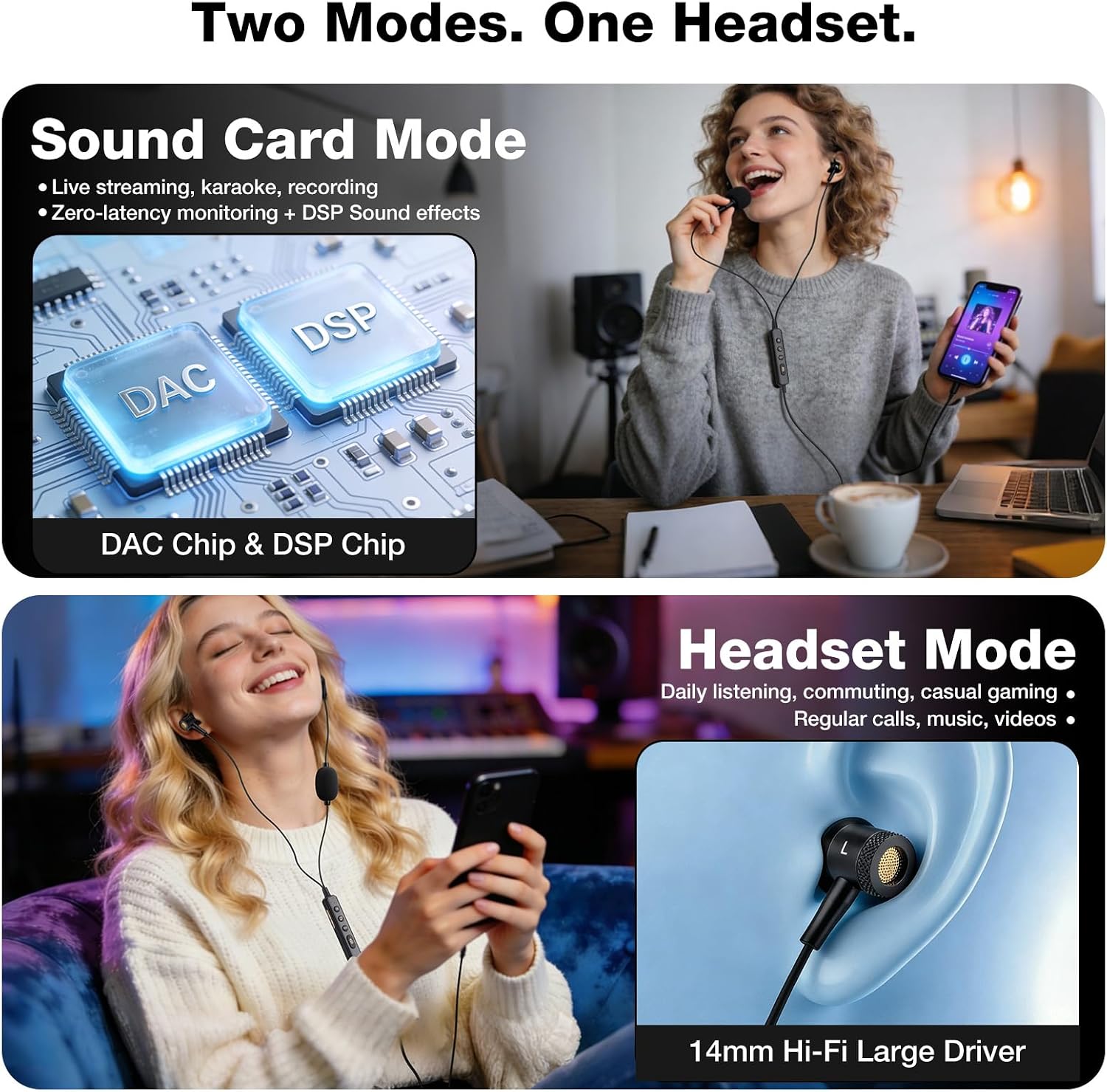 FACMOGU SOUND CARD KARAOKE HEADSET CON MICRÓFONO PARA STREAMING EN VIVO - 5