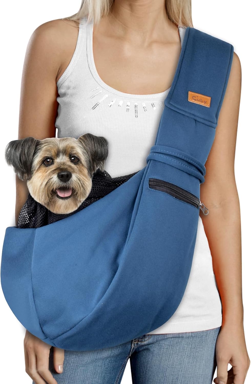 MOCHILA TRANSPORTADORA CUBY PARA PERROS Y GATOS PEQUEÑOS AZUL MARINO - 1