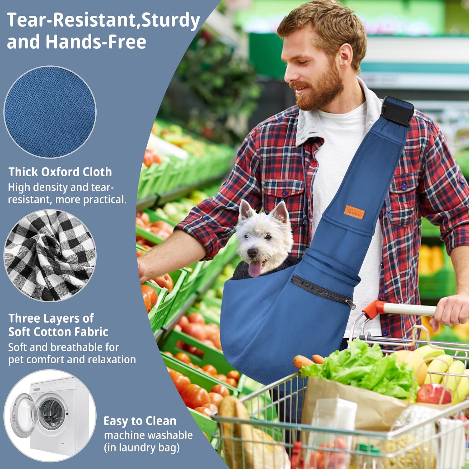 MOCHILA TRANSPORTADORA CUBY PARA PERROS Y GATOS PEQUEÑOS AZUL MARINO - 5