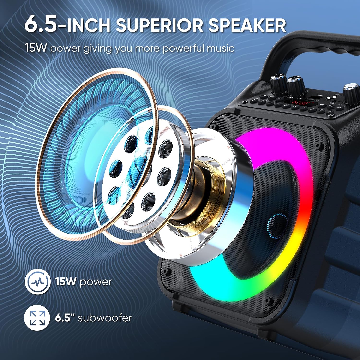 MEZCLADOR KARAOKE CYY CON 3 MICRÓFONOS INALÁMBRICOS Y PARLANTE BLUETOOTH - 2