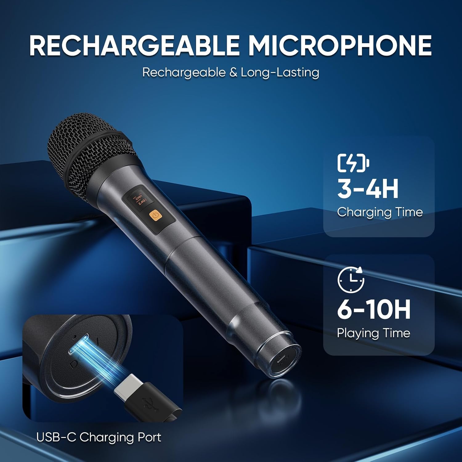 MEZCLADOR KARAOKE CYY CON 3 MICRÓFONOS INALÁMBRICOS Y PARLANTE BLUETOOTH - 5
