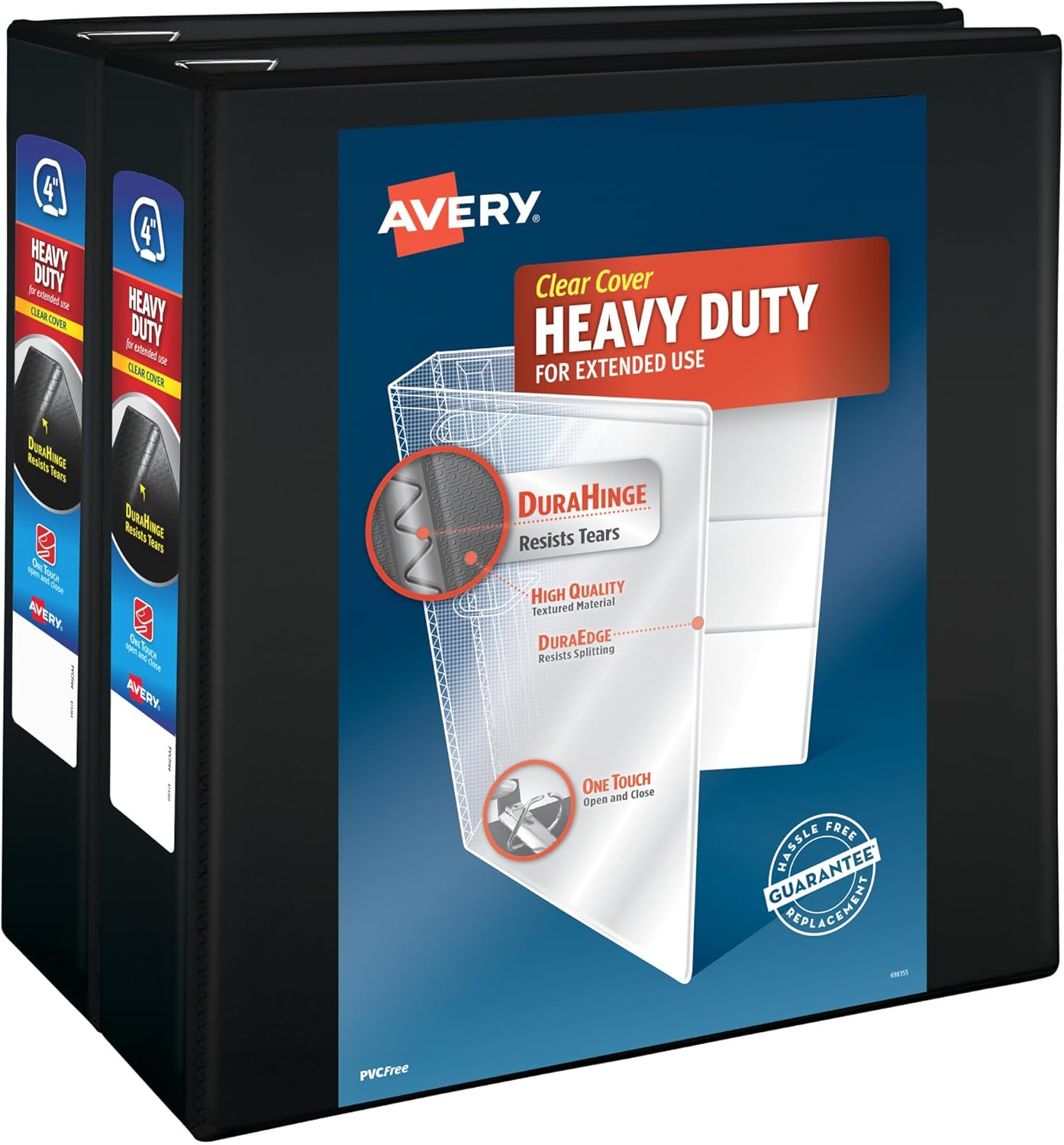 CARPETA DE 3 ANILLAS AVERY HEAVY-DUTY VIEW 4 PULGADAS NEGRA, PACK DE 2 - 1