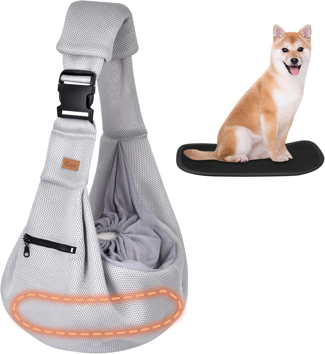 MOCHILA PORTADOR CUBY PARA PERROS Y GATOS GRIS MALLA AJUSTABLE - 1