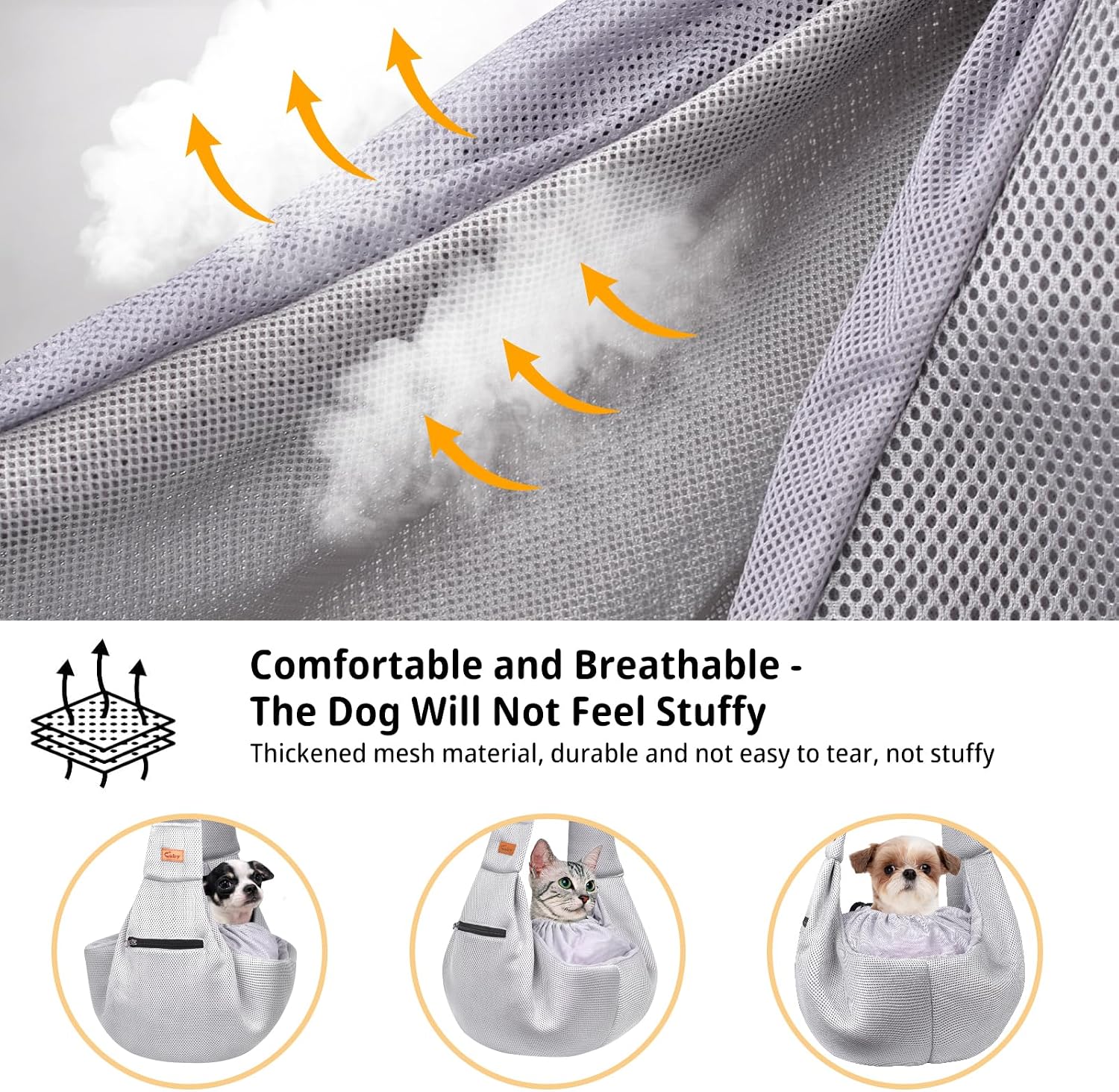 MOCHILA PORTADOR CUBY PARA PERROS Y GATOS GRIS MALLA AJUSTABLE - 4