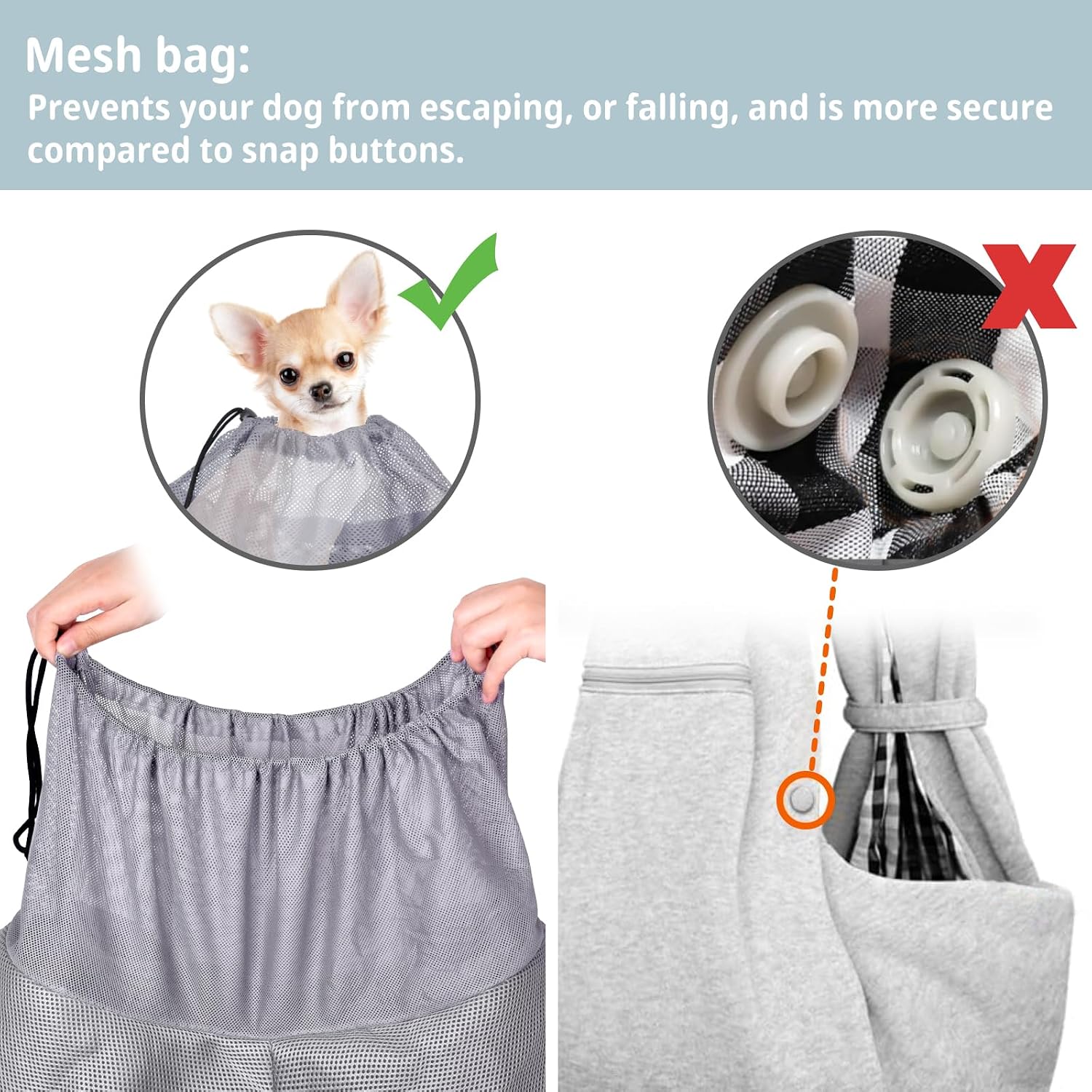 MOCHILA PORTADOR CUBY PARA PERROS Y GATOS GRIS MALLA AJUSTABLE - 5