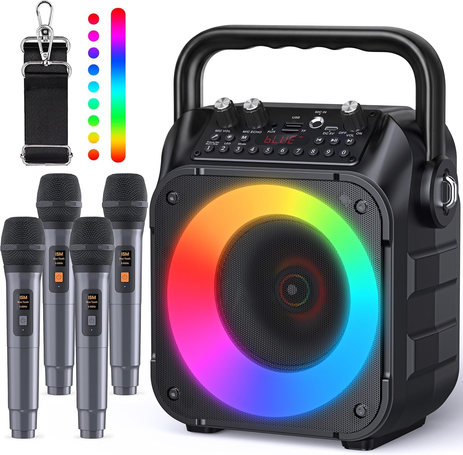 MEZCLADOR KARAOKE CYY CON 4 MICRÓFONOS INALÁMBRICOS RECARGABLES - 1
