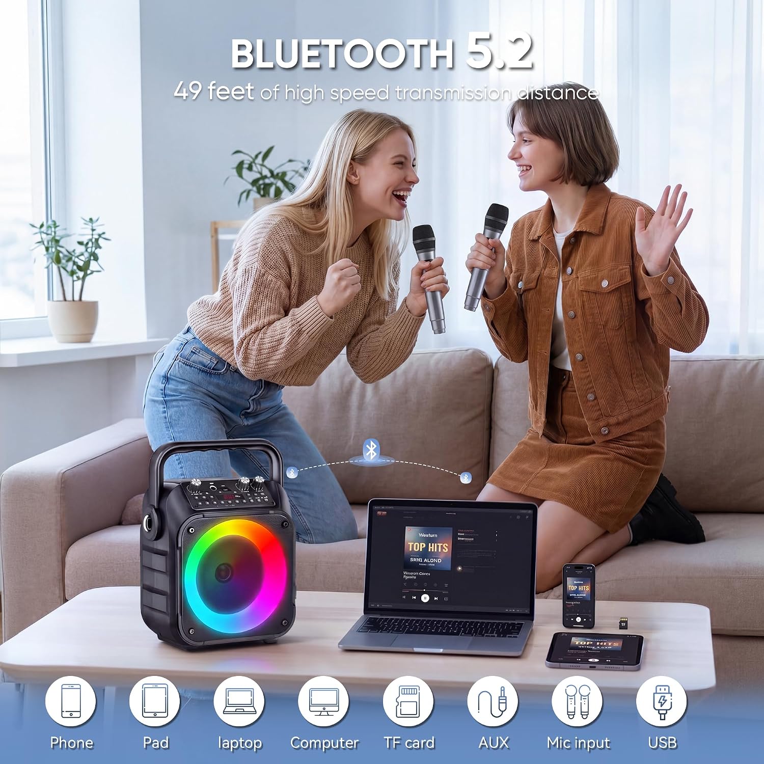 MEZCLADOR KARAOKE CYY CON 4 MICRÓFONOS INALÁMBRICOS RECARGABLES - 3