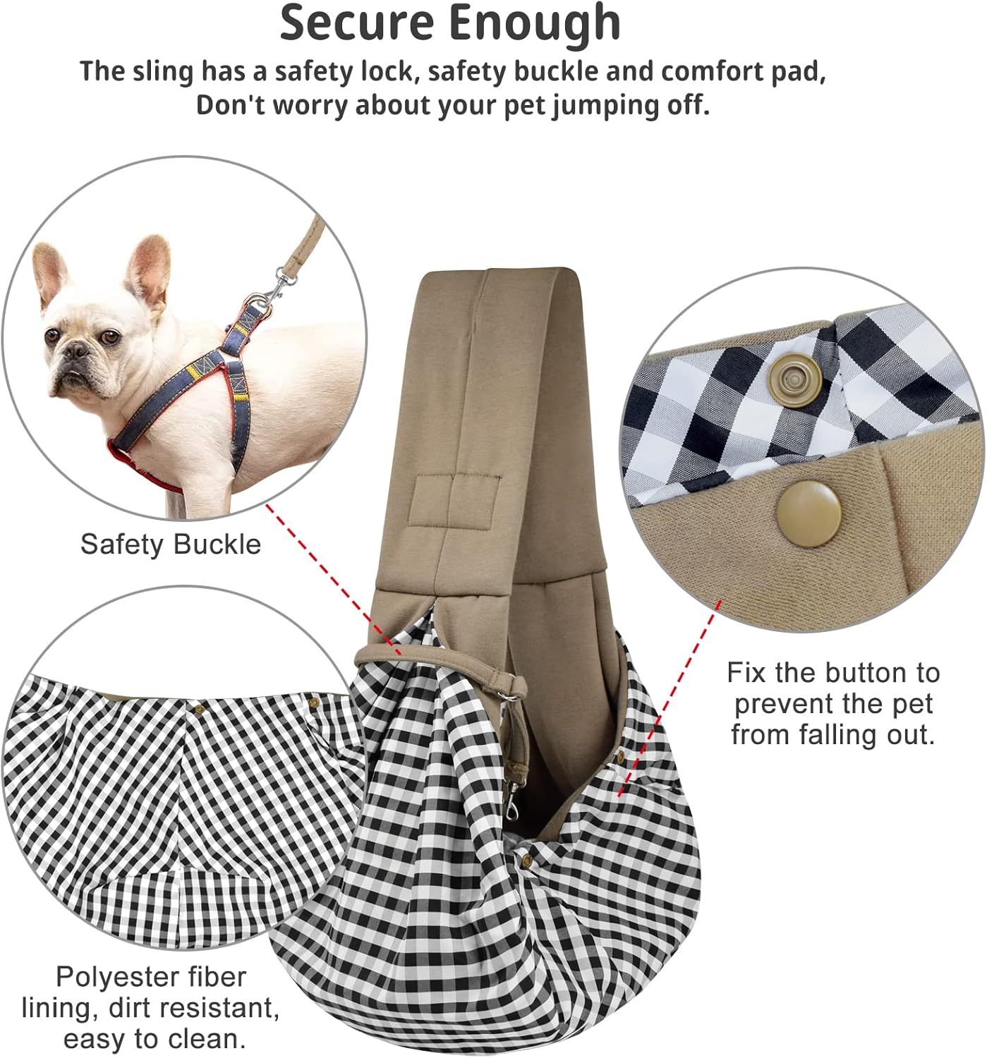 MOCHILA PORTADOR CUBY PARA PERROS Y GATOS PEQUEÑOS CAQUI SIN CORREA AJUSTABLE - 4