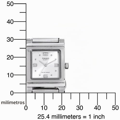 RELOJ CASIO LTP1237D-7A PARA MUJER, CAJA CUADRADA, ESFERA BLANCA, PULSERA PLATEADA - 2