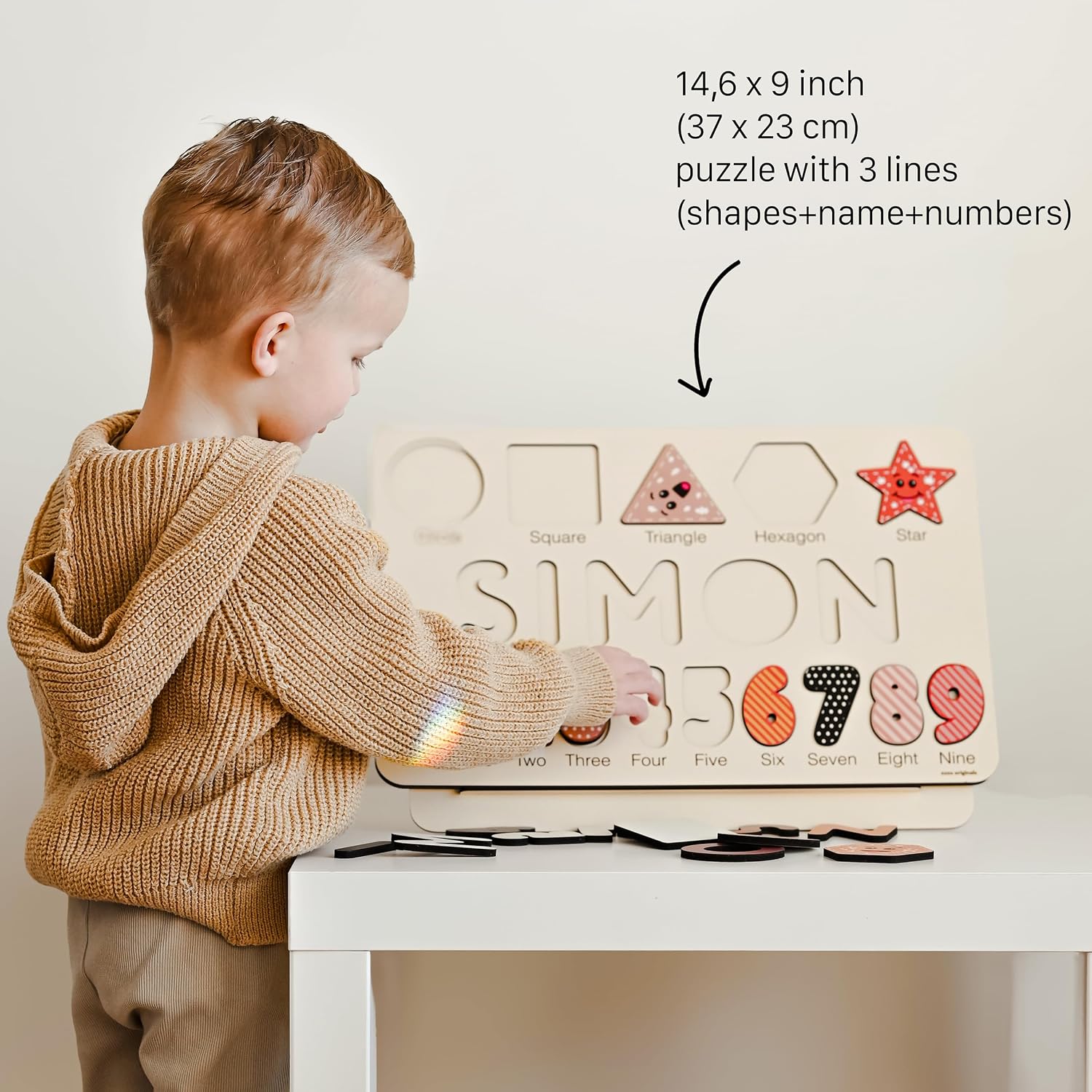 ROMPECABEZAS PERSONALIZADO ZUZU PUZZLE CON NOMBRE, NÚMEROS Y FORMAS PARA NIÑOS 1-3 AÑOS - 2