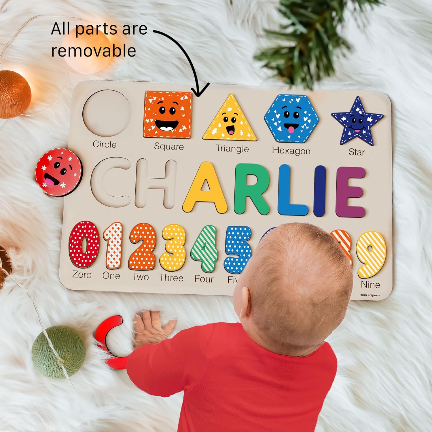 ROMPECABEZAS PERSONALIZADO ZUZU PUZZLE CON NOMBRE, NÚMEROS Y FORMAS PARA NIÑOS 1-3 AÑOS - 5