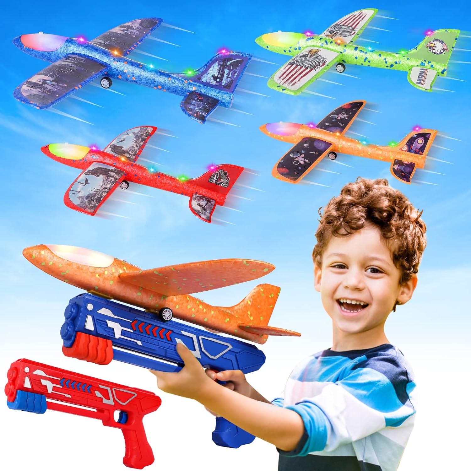 SET DE 4 AVIONES DE JUGUETE FUWIDVIA CON LANZADOR 13.2 PULGADAS - 1