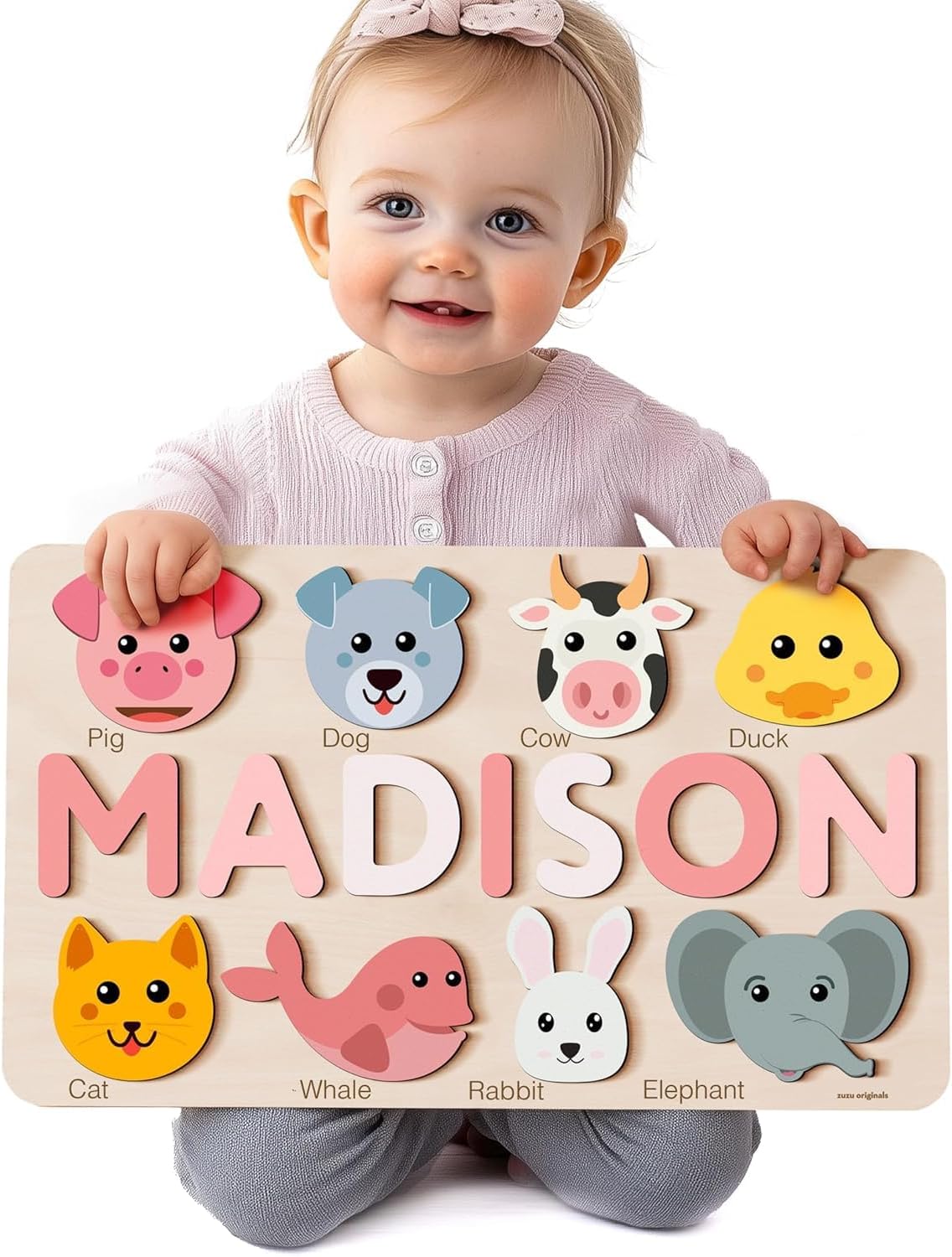 ROMPECABEZAS PERSONALIZADO ZUZU PUZZLE NOMBRE SAFARI MADERA MONTESSORI 1-3 AÑOS - 1