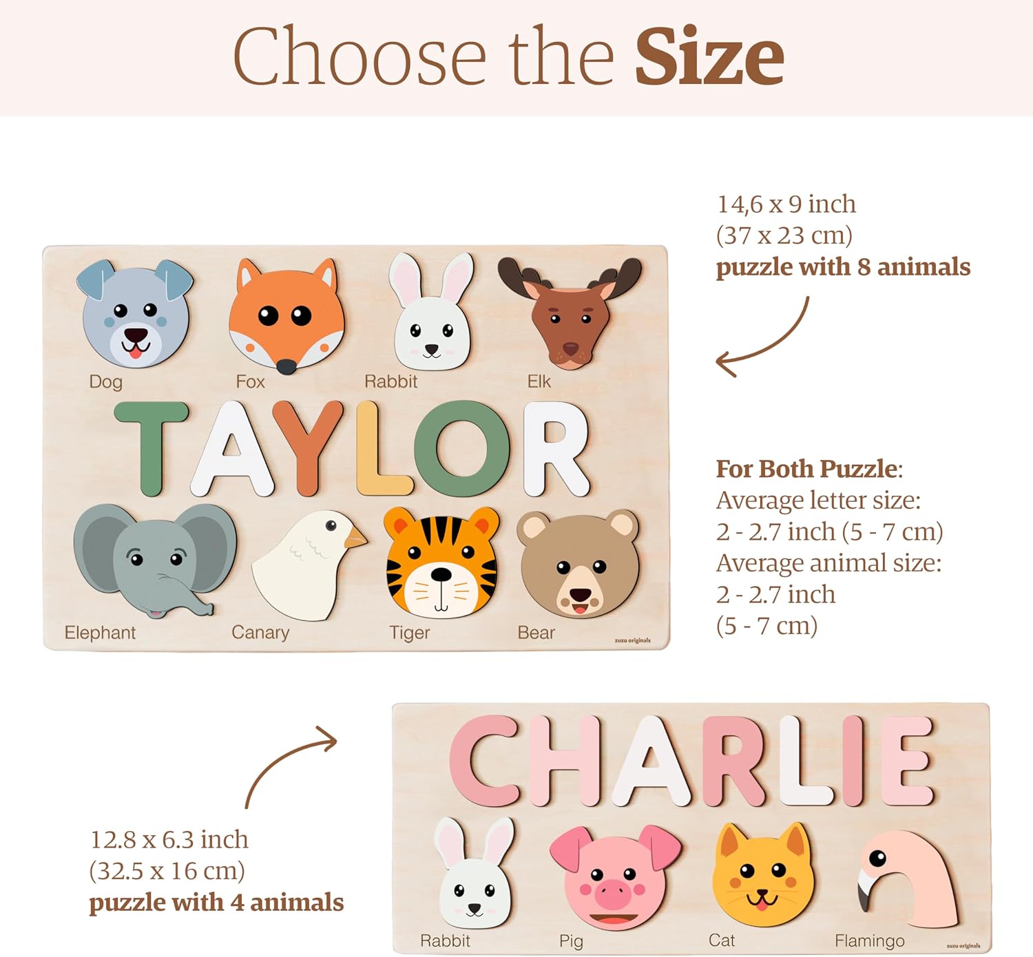 ROMPECABEZAS PERSONALIZADO ZUZU PUZZLE NOMBRE SAFARI MADERA MONTESSORI 1-3 AÑOS - 3