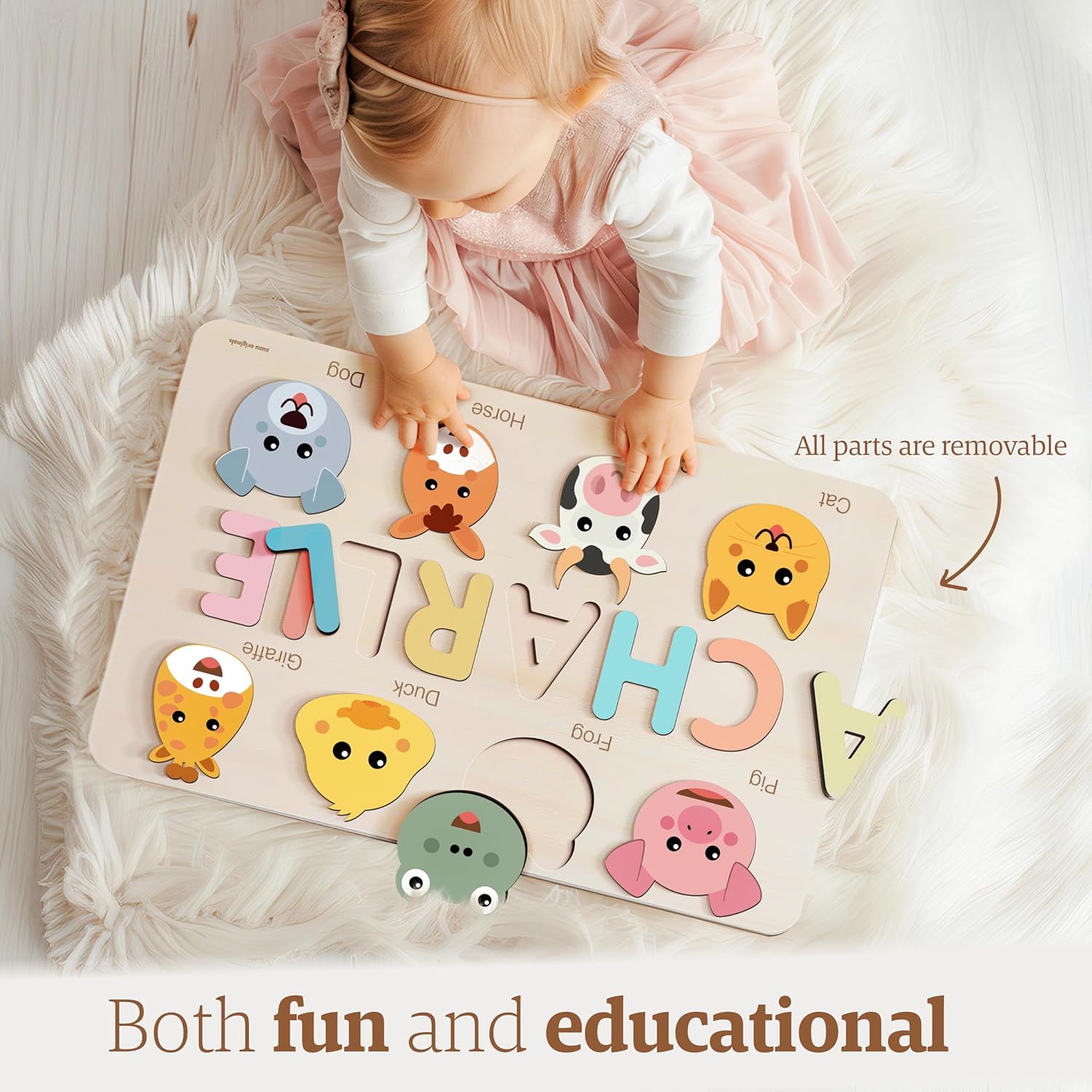 ROMPECABEZAS PERSONALIZADO ZUZU PUZZLE NOMBRE SAFARI MADERA MONTESSORI 1-3 AÑOS - 4