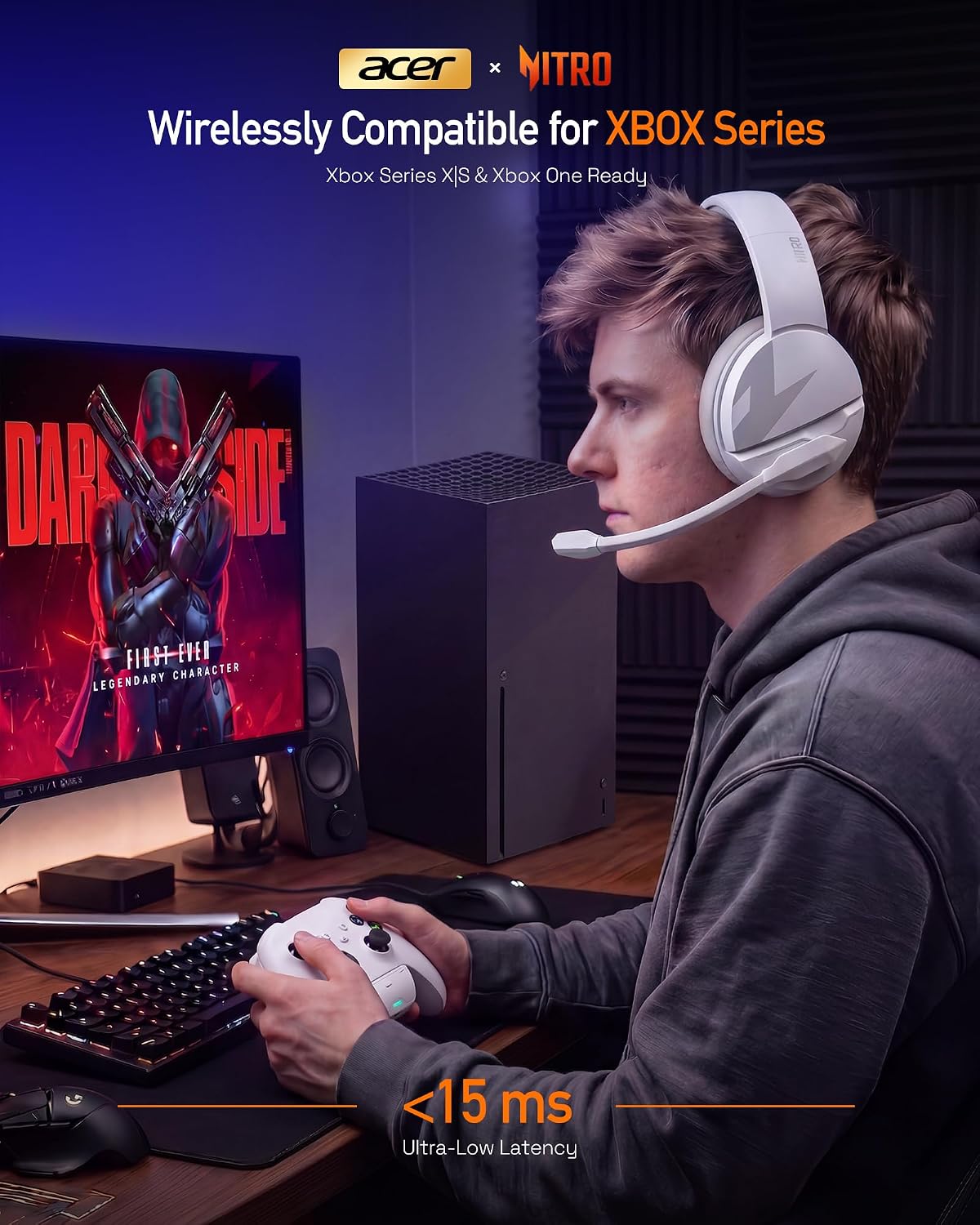 AURICULARES INALÁMBRICOS ACER 2.4GHZ PARA XBOX SERIES X|S, XBOX ONE, PS5 Y PC COLOR BLANCO - 2