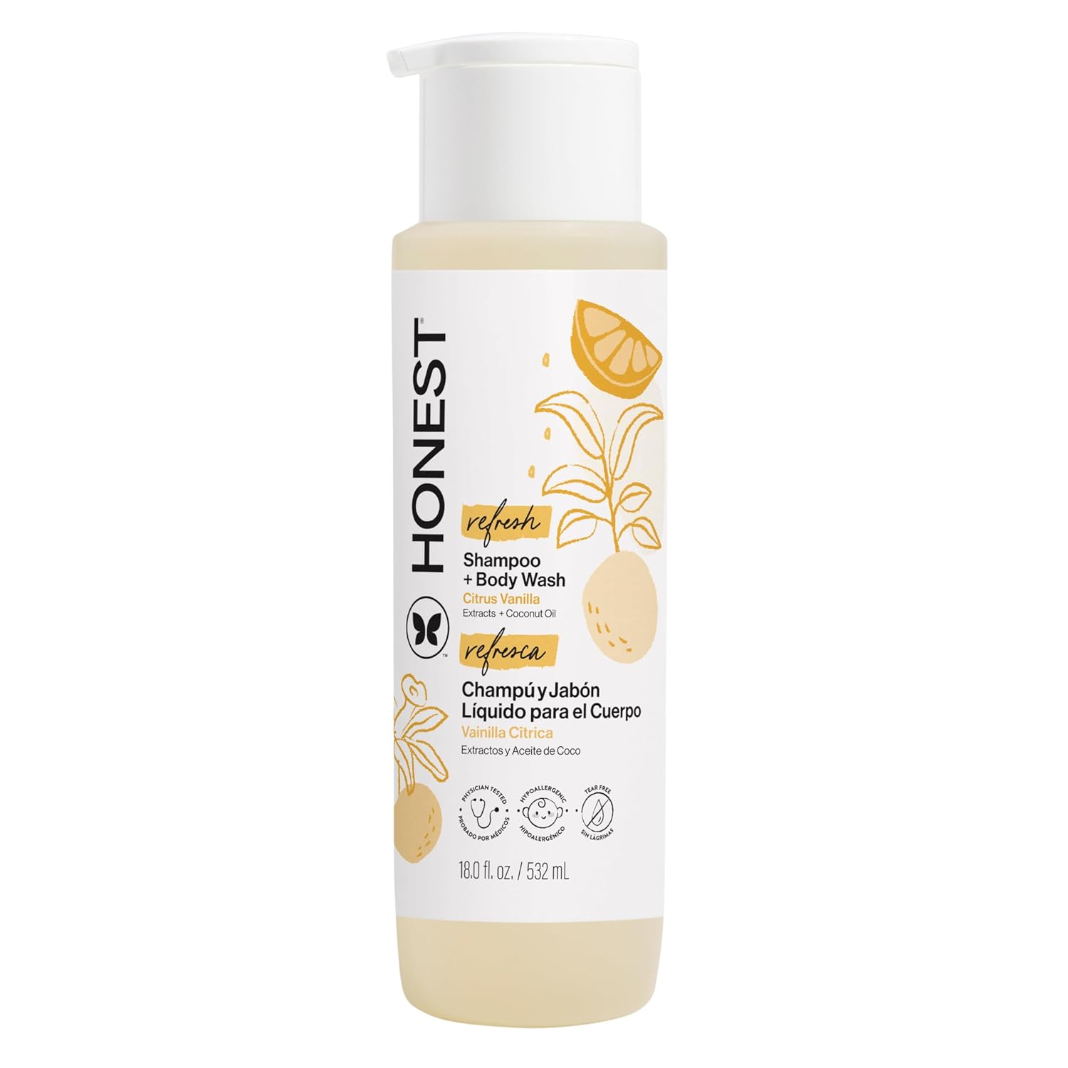 GEL DE DUCHA Y CHAMPÚ 2 EN 1 THE HONEST COMPANY CITRUS VANILLA REFRESH 18 FL OZ - 1