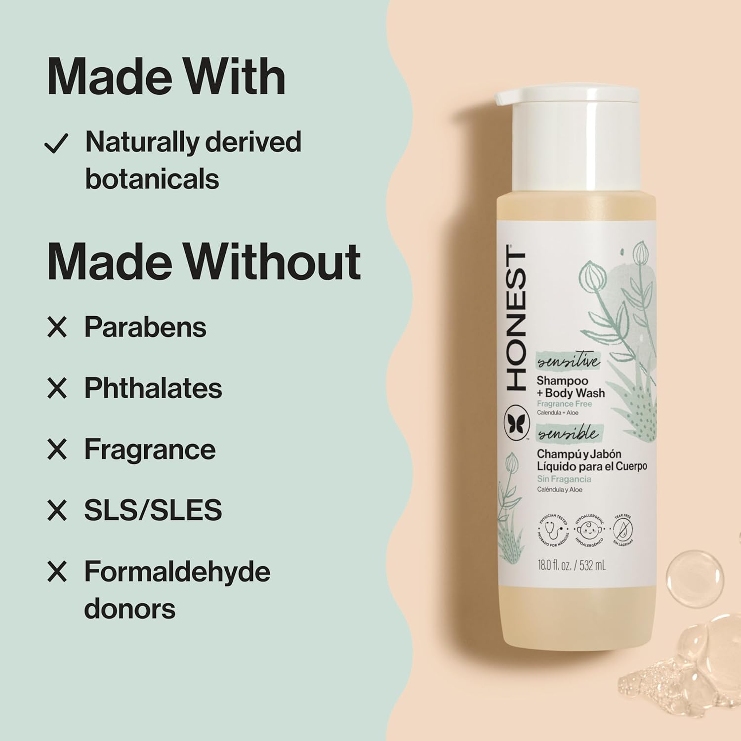 GEL DE DUCHA THE HONEST COMPANY 2 EN 1 SIN LÁGRIMAS 532 ML - 4