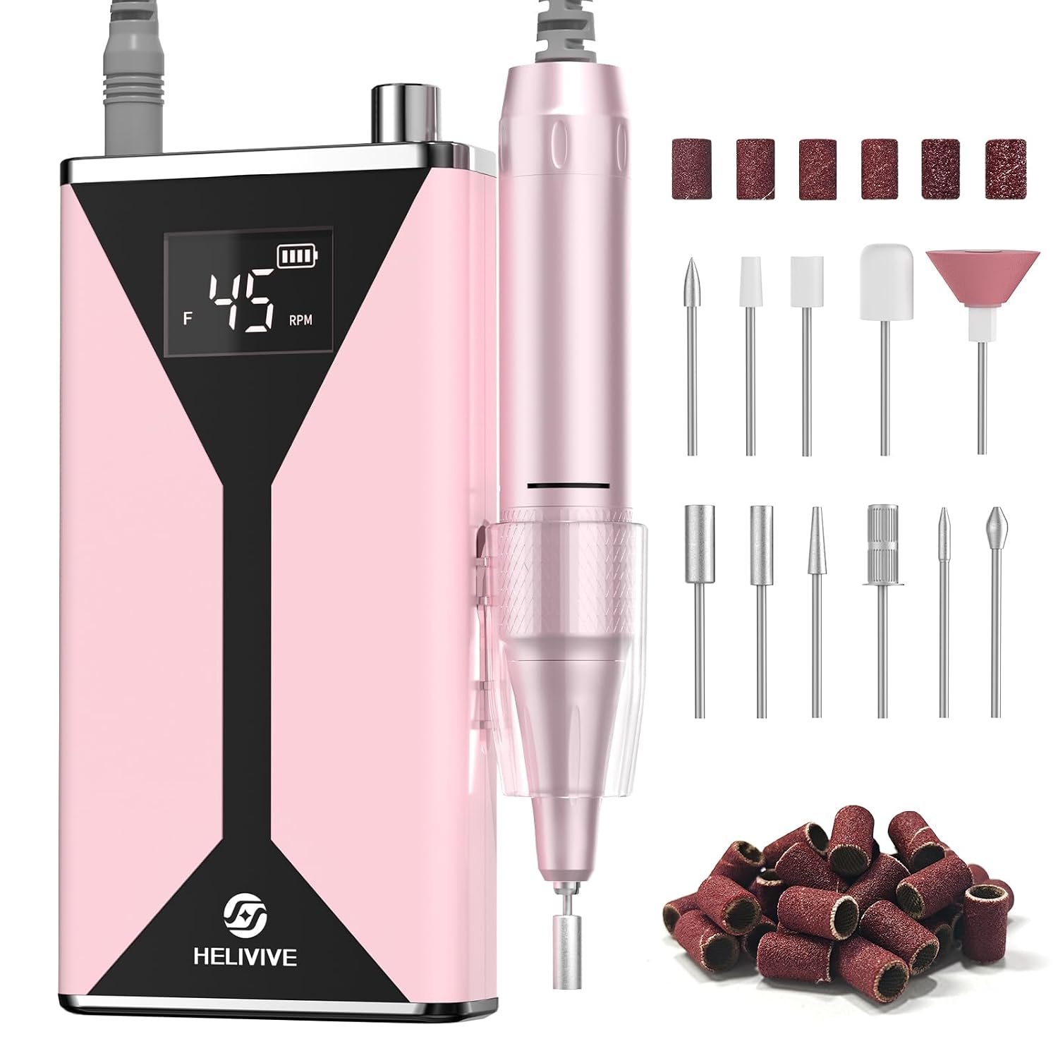 TORNO ELÉCTRICO PARA UÑAS HELIVIVE 45000RPM INALÁMBRICO - 1