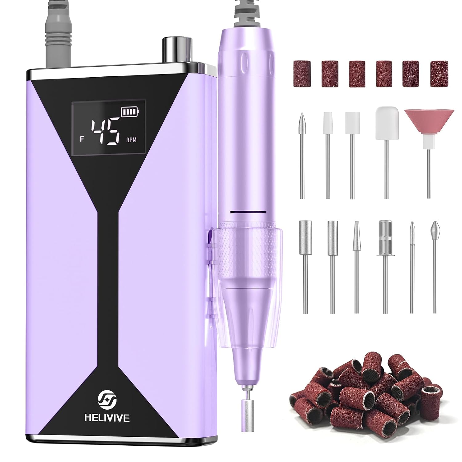 TORNO ELÉCTRICO PARA UÑAS HELIVIVE 45000RPM INALÁMBRICO - 1