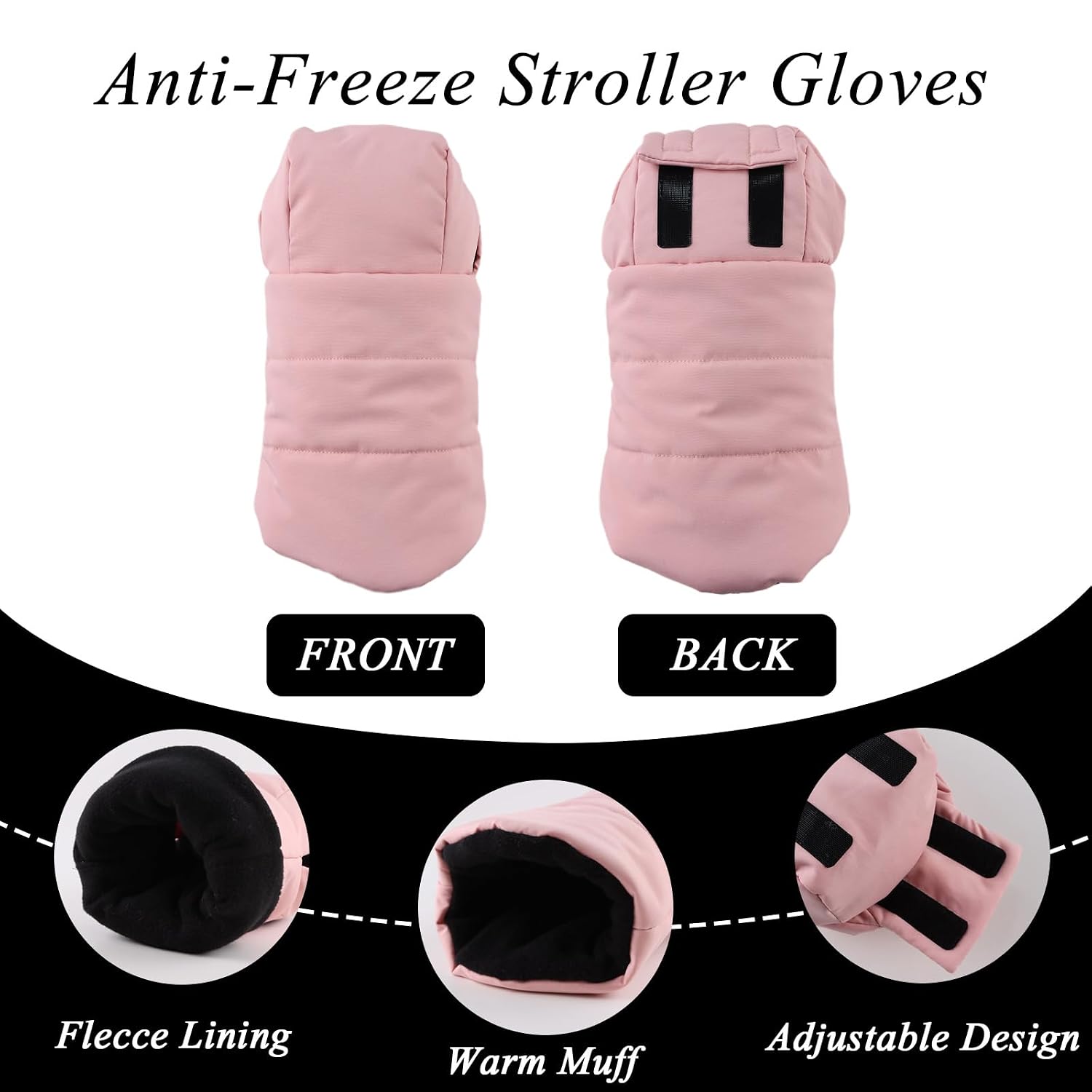 GUANTES PARA COCHE ZSEDRUT INVIERNO ANTI-CONGELANTE FORRO POLAR ROSA - 2