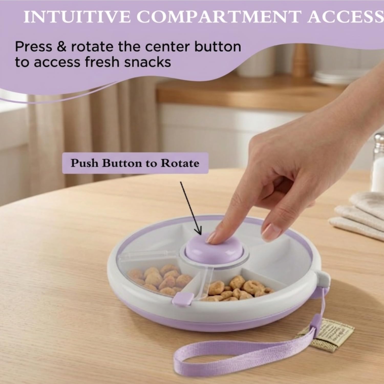 CONTENEDOR GIRATORIO PARA SNACKS PROUDY 5 COMPARTIMENTOS PÚRPURA - 4