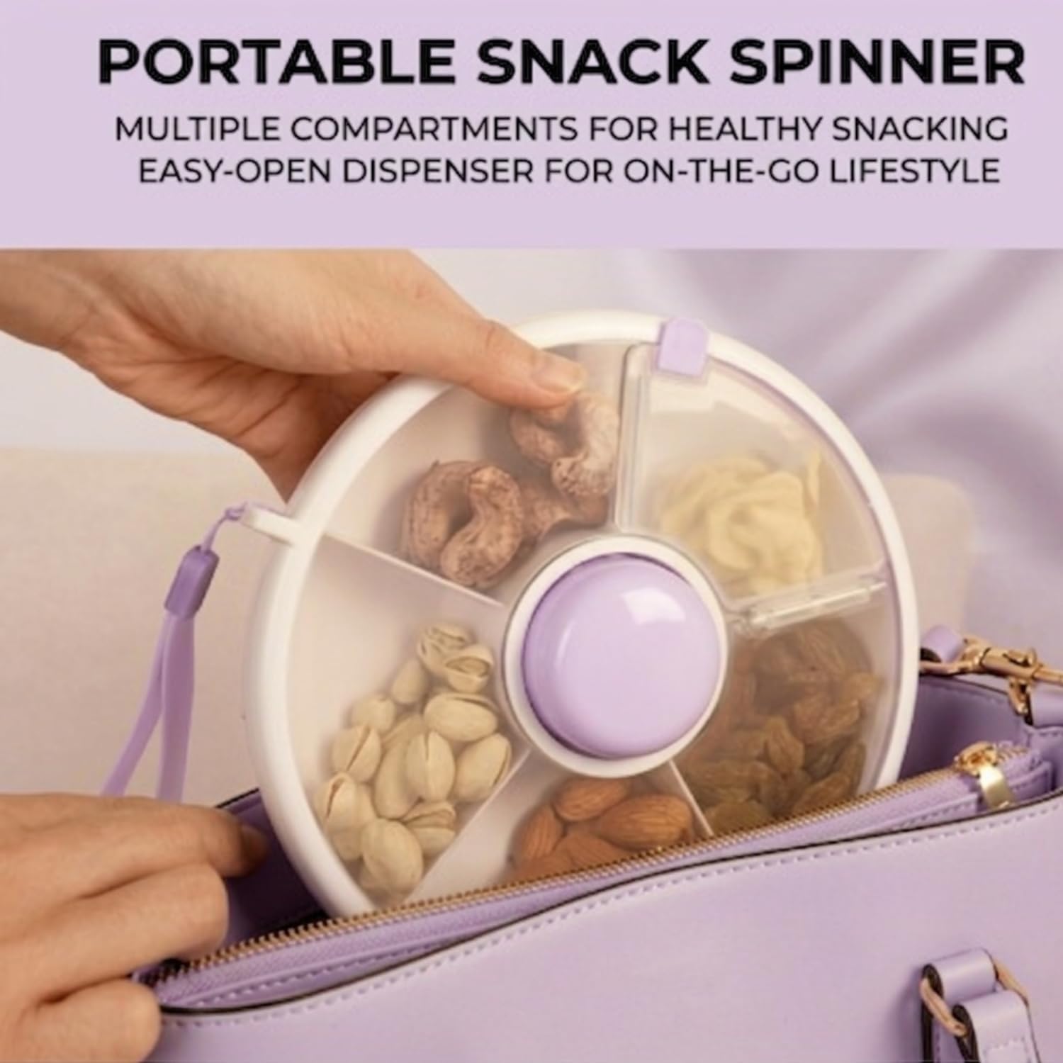CONTENEDOR GIRATORIO PARA SNACKS PROUDY 5 COMPARTIMENTOS PÚRPURA - 5