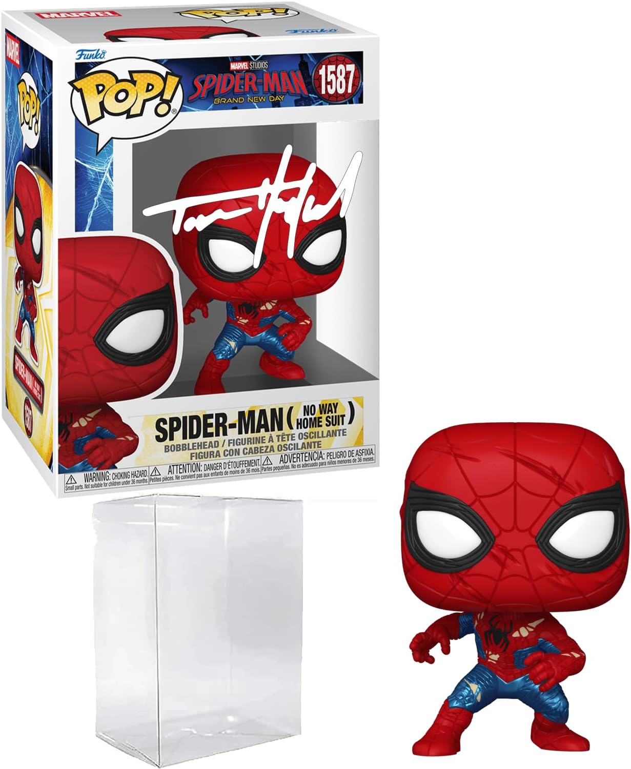 FUNKO POP MARVEL SPIDER-MAN TOM HOLLAND #1587 NO WAY HOME CON FIRMA FACSÍMIL Y ESTUCHE PROTECTOR - 2