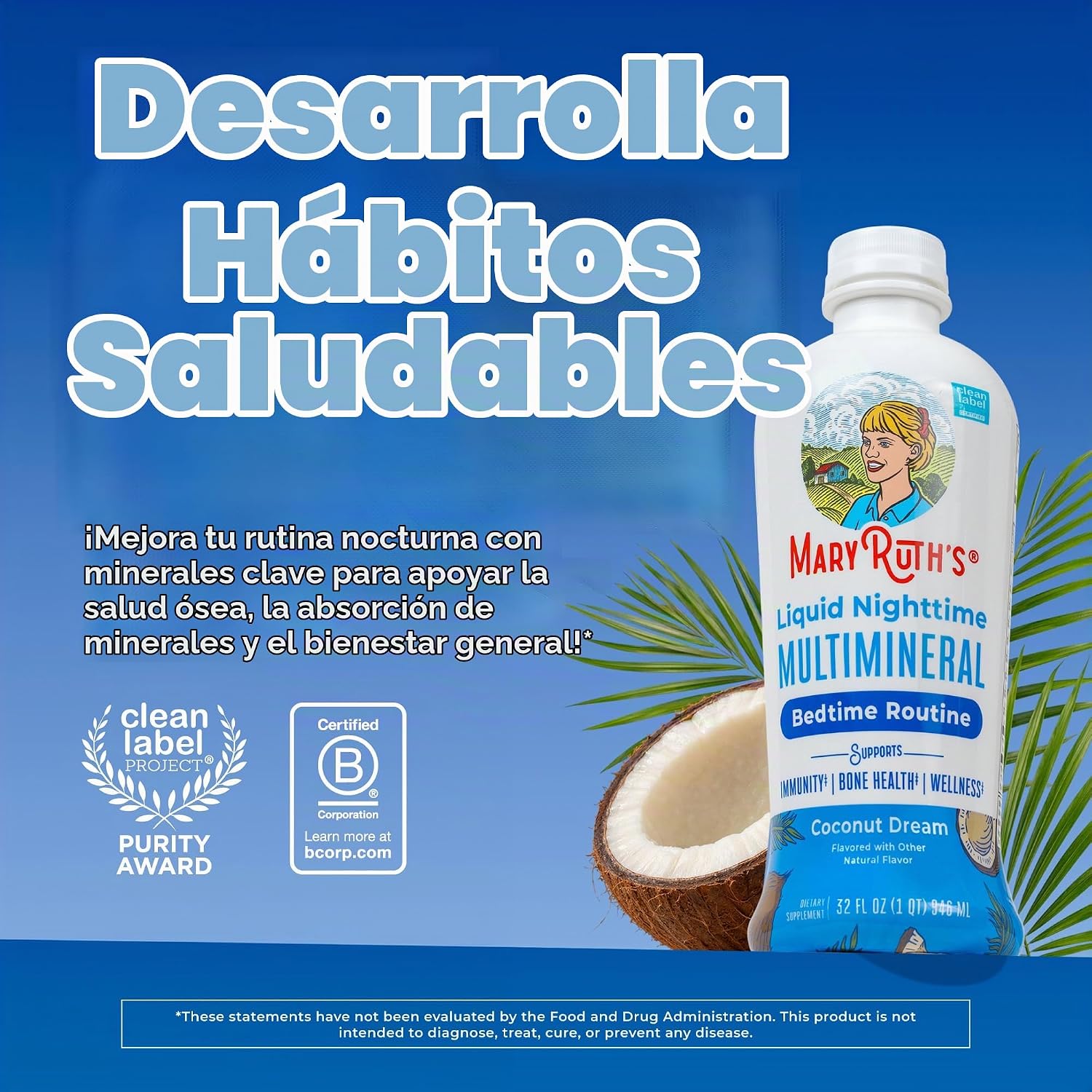 SUPLEMENTO MULTIMINERAL NOCTURNO MARYRUTH'S LÍQUIDO 32 OZ SIN MELATONINA - 2