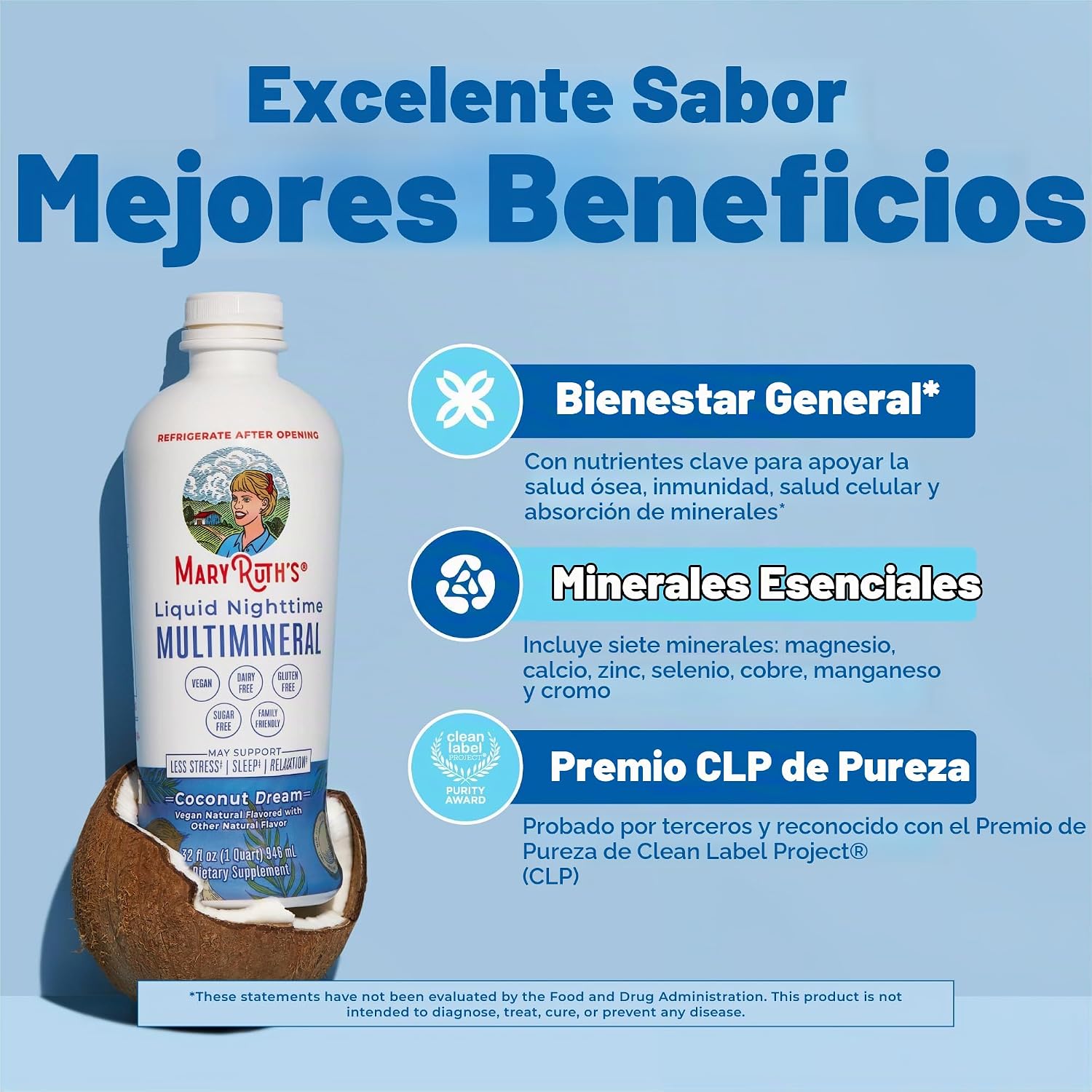 SUPLEMENTO MULTIMINERAL NOCTURNO MARYRUTH'S LÍQUIDO 32 OZ SIN MELATONINA - 4