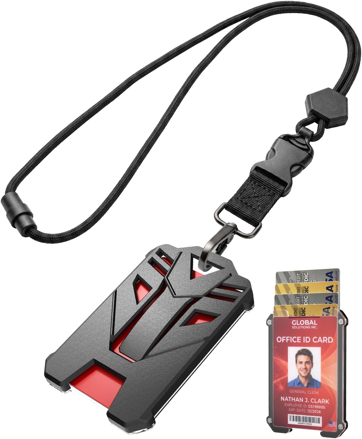 PORTACÉDULA CON LANYARD DE SEGURIDAD KINGRUNNING PARA 5 TARJETAS - 1